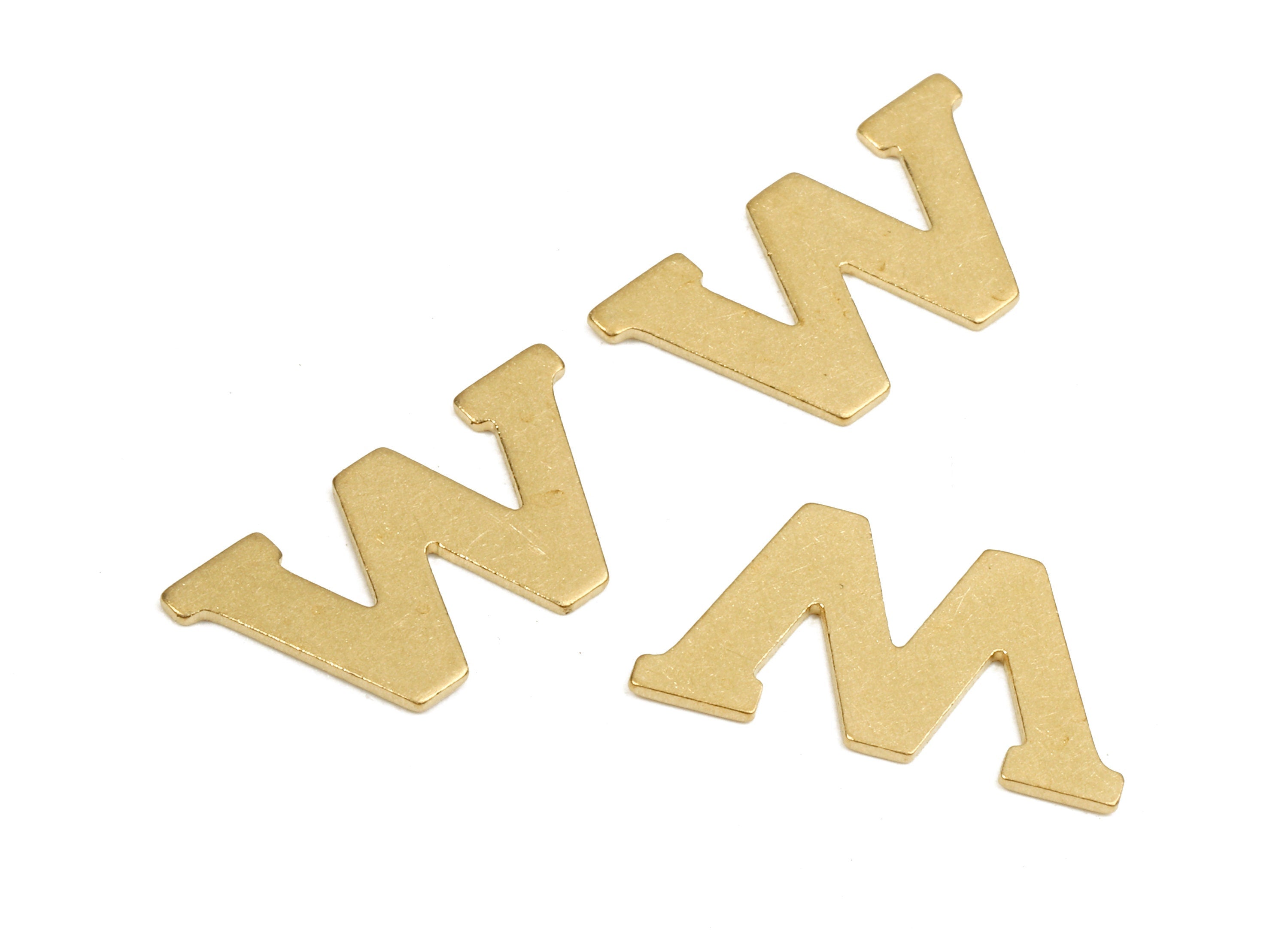 Brass W Blank - Raw Brass Letter W Blank - Brass Letter Wallart Decoration - Brass Alphabet W Blank - 17.76x9.94x0.83mm - PP2777 - DOMEDBAZAAR
