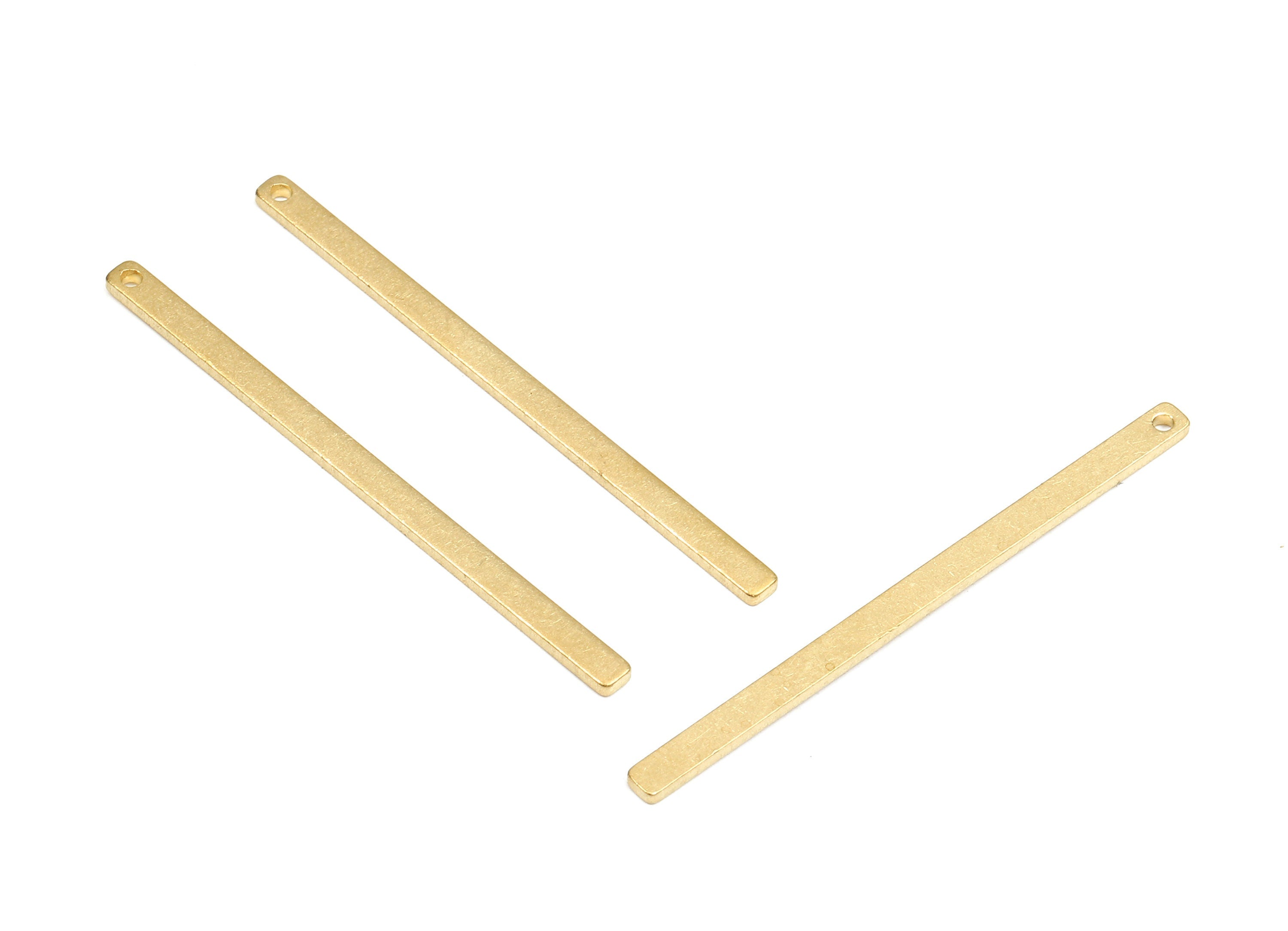 Brass Bar Charms - Raw Brass Strip Earrings and Pendant - Brass Bar Necklace - Jewelry Supplies - 46.65x3.45x1.59mm - PP2615 - DOMEDBAZAAR