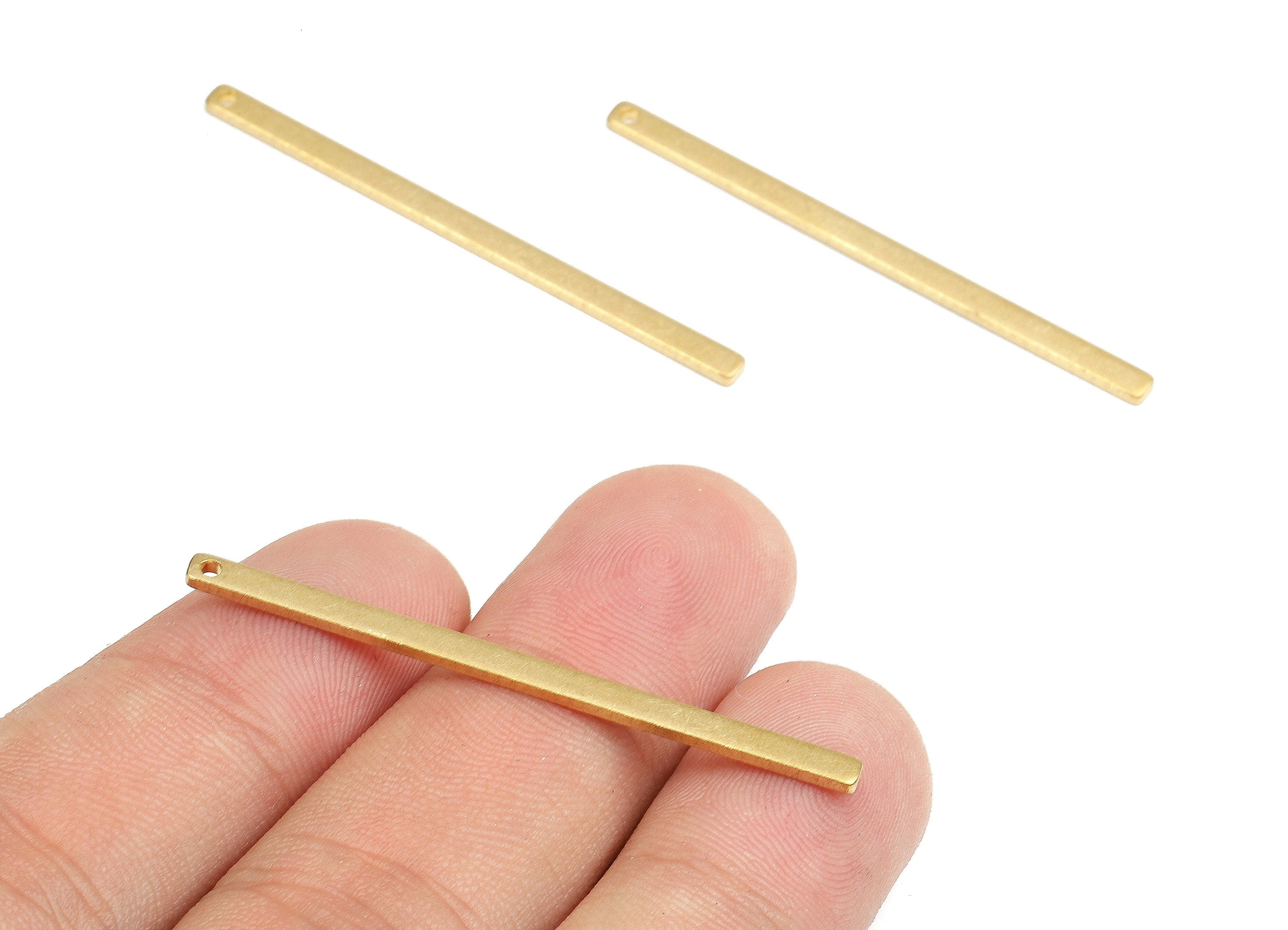 Brass Bar Charms - Raw Brass Strip Earrings and Pendant - Brass Bar Necklace - Jewelry Supplies - 46.65x3.45x1.59mm - PP2615 - DOMEDBAZAAR