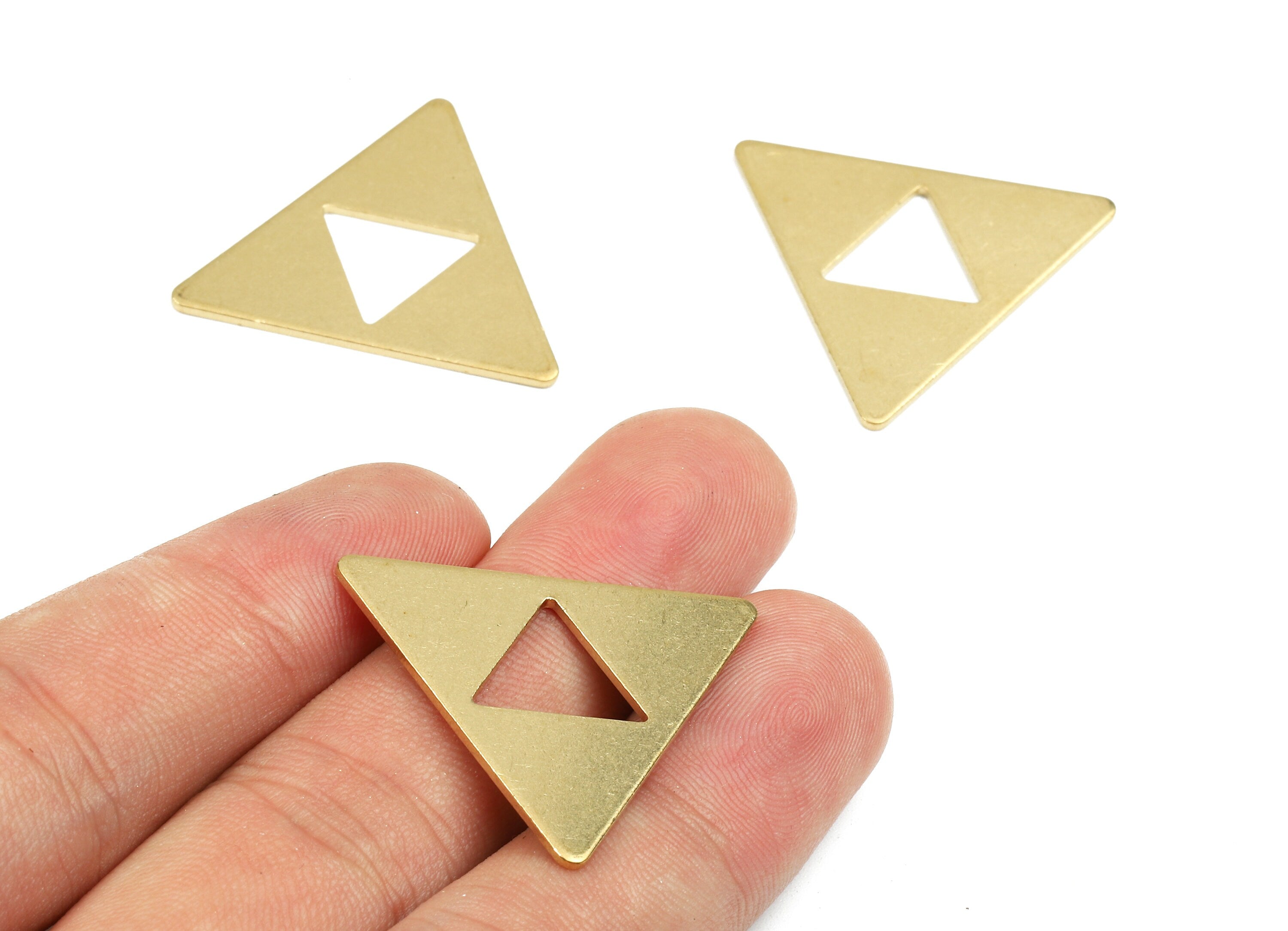 Brass Triangle Charms - Raw Brass Triangle Earrings and Pendant - Brass Triangle Necklace - Jewelry Supplies - 27.22x27.22x1.13mm - PP2623 - DOMEDBAZAAR