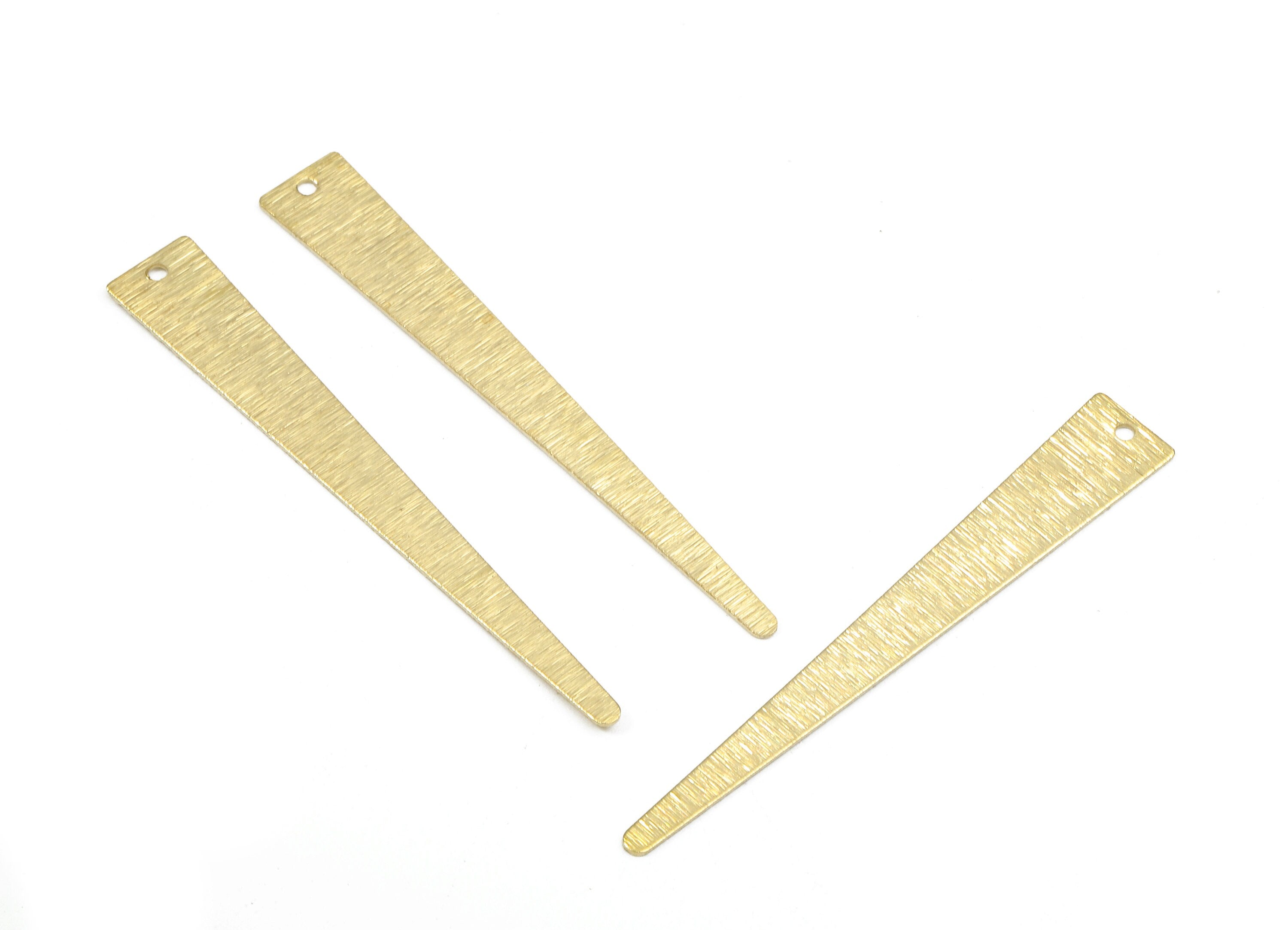 Brass Triangle Charms - Raw Brass Texture Triangle Earrings and Pendant - Brass Necklace - Jewelry Supplies - 48.2x6.99x0.48mm - PP2462 - DOMEDBAZAAR