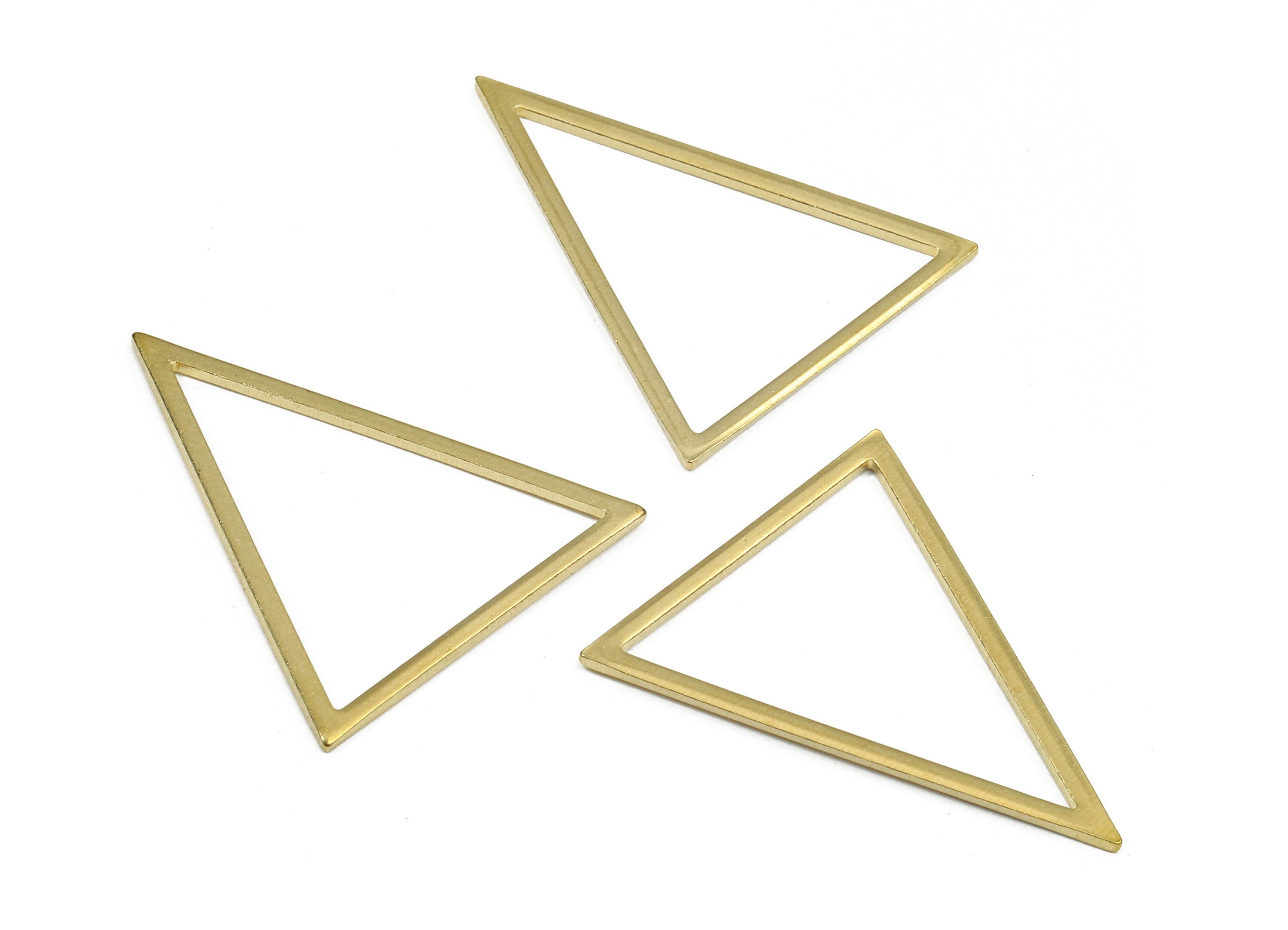 Brass Triangle Ring Charms - Raw Brass Triangle Earrings and Pendant - Brass Triangle Connectors - 31.66x26.98x0.95mm - PP2702 - DOMEDBAZAAR