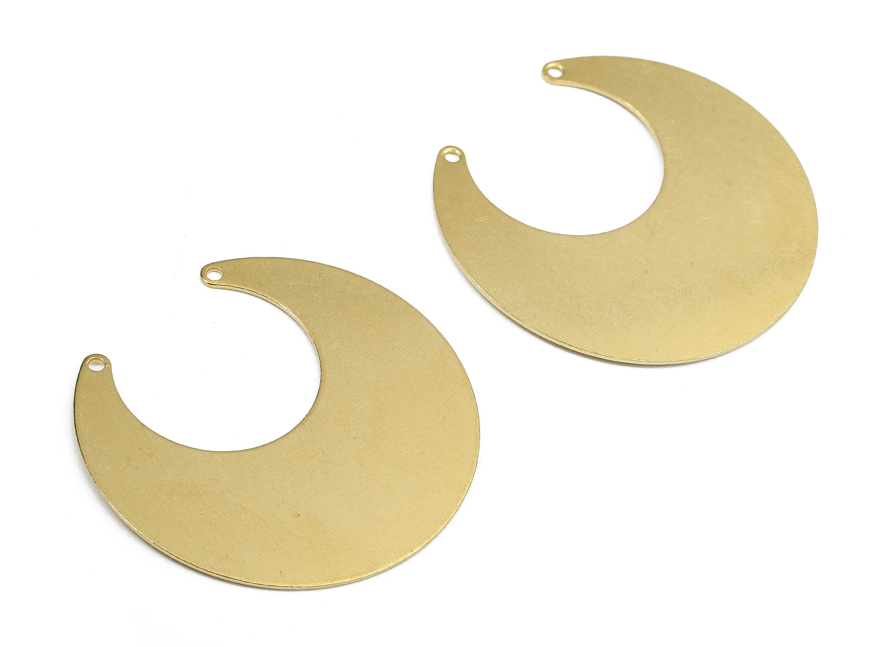 Personalized stamping blank - Brass Moon Connectors - Raw Brass Moon Pendant and Necklace  - 30.03x13.62x0.79mm - PP2482 - DOMEDBAZAAR