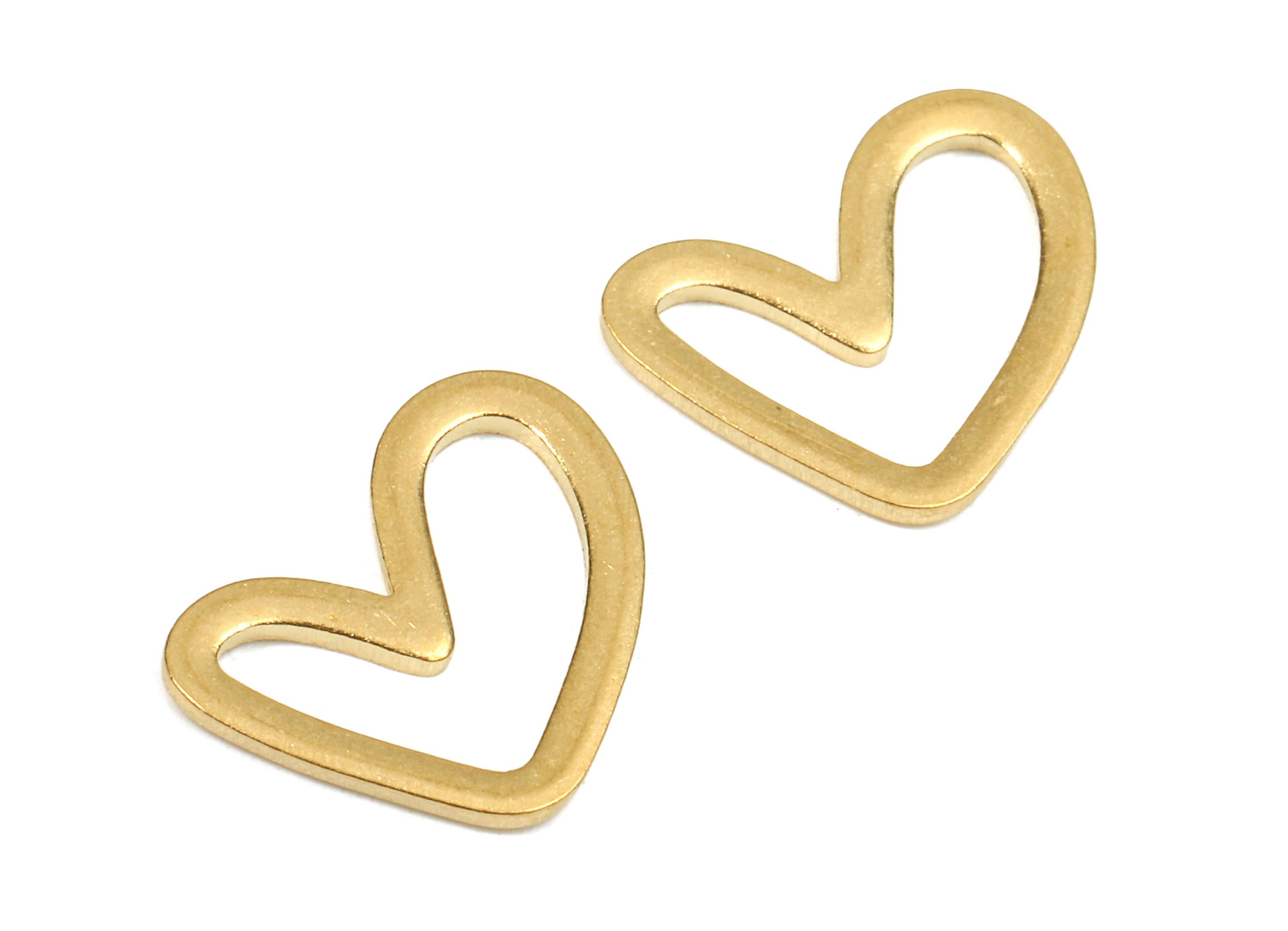 Brass Heart Rins Charms - Raw Brass Heart Connector - Brass Connector Pendant - Jewelry Supplies - 13.6x10.53x1.82mm - PP2547 - DOMEDBAZAAR