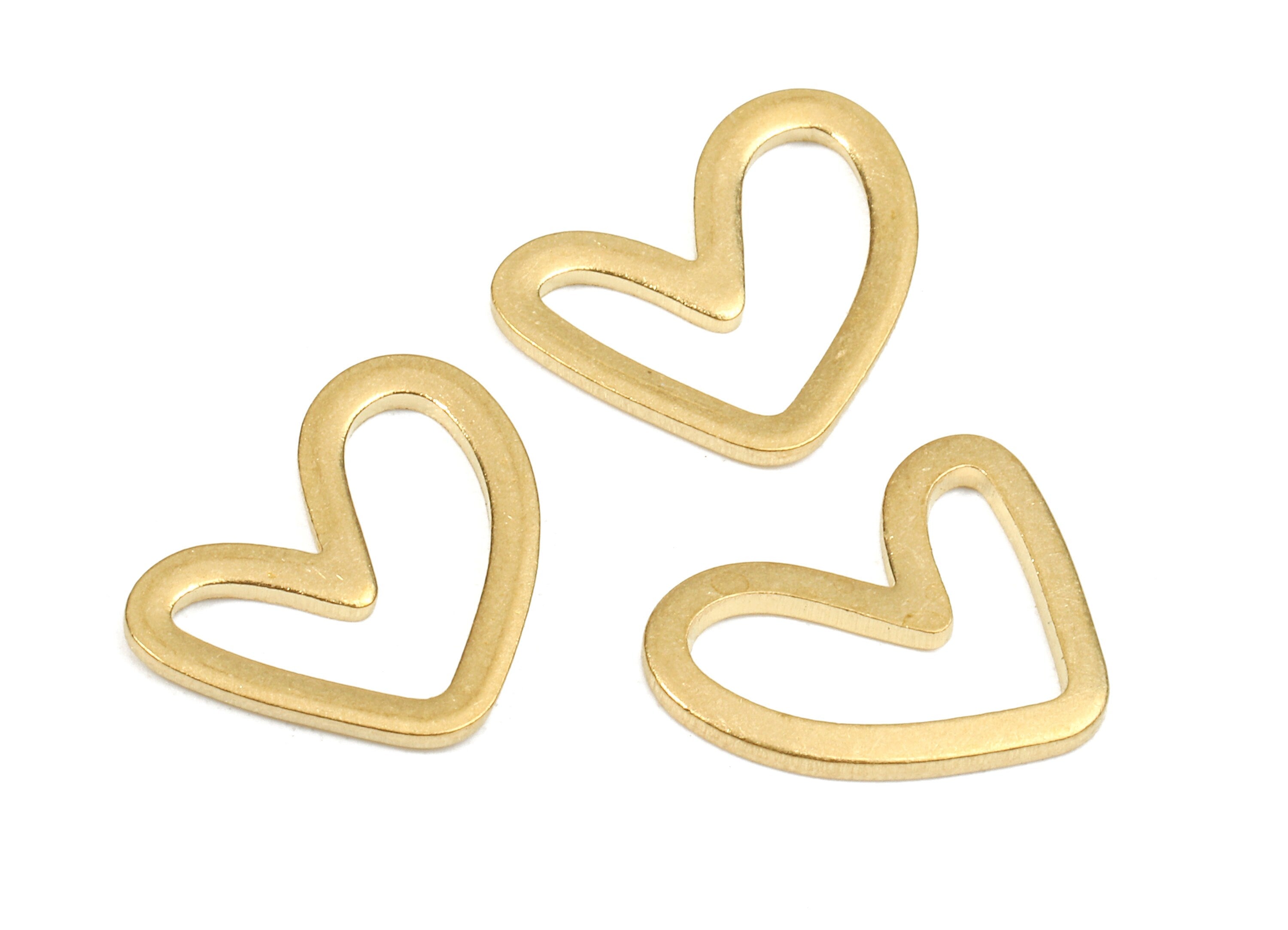 Brass Heart Rins Charms - Raw Brass Heart Connector - Brass Connector Pendant - Jewelry Supplies - 13.6x10.53x1.82mm - PP2547 - DOMEDBAZAAR