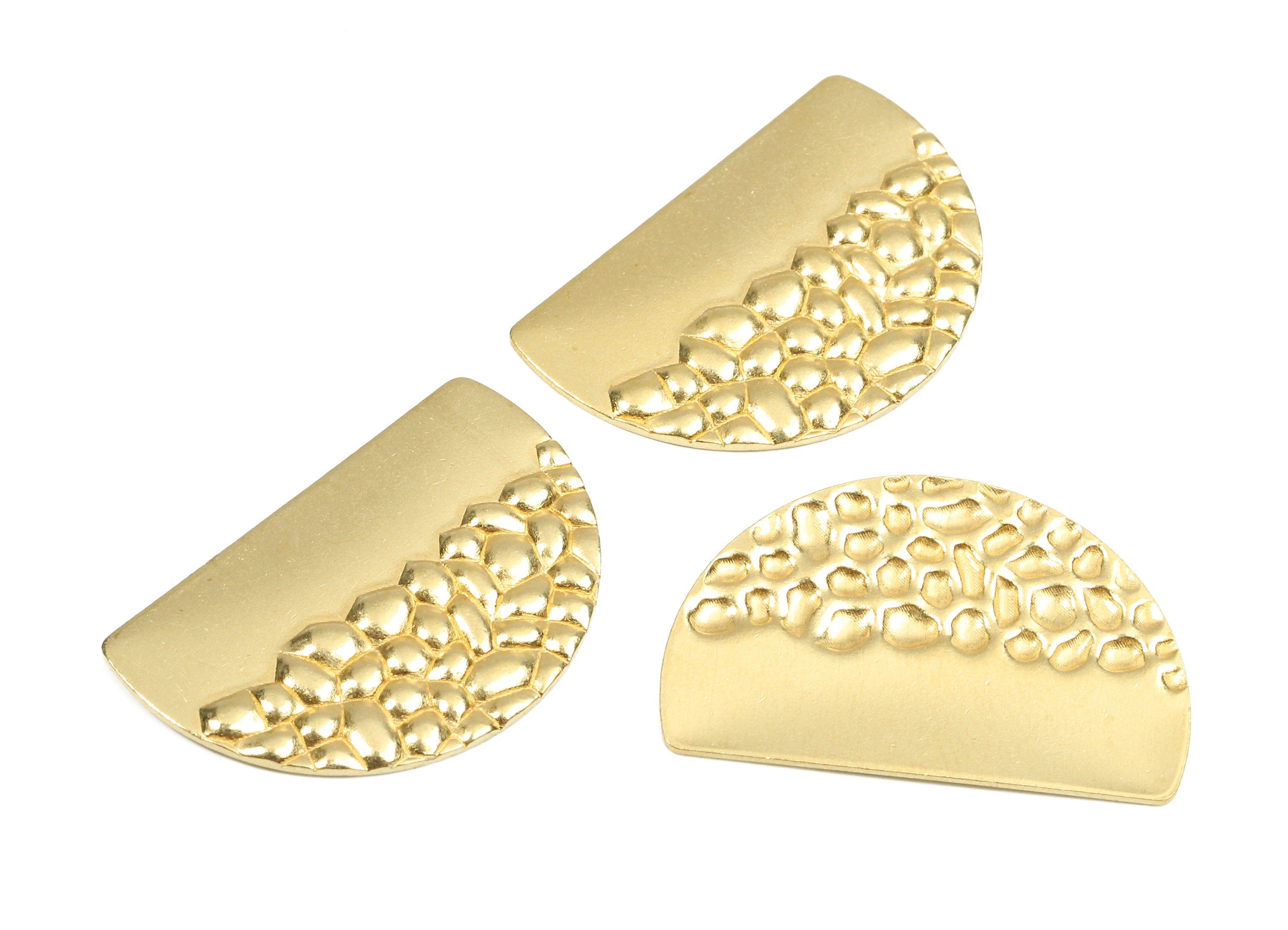 Brass Semicircle Wavy Blank - Raw Brass Wavy Semicircle Blank - Brass Semicircle Tag - Brass Stamping Tag - 26.65x17.74x1.61mm - PP2426 - DOMEDBAZAAR