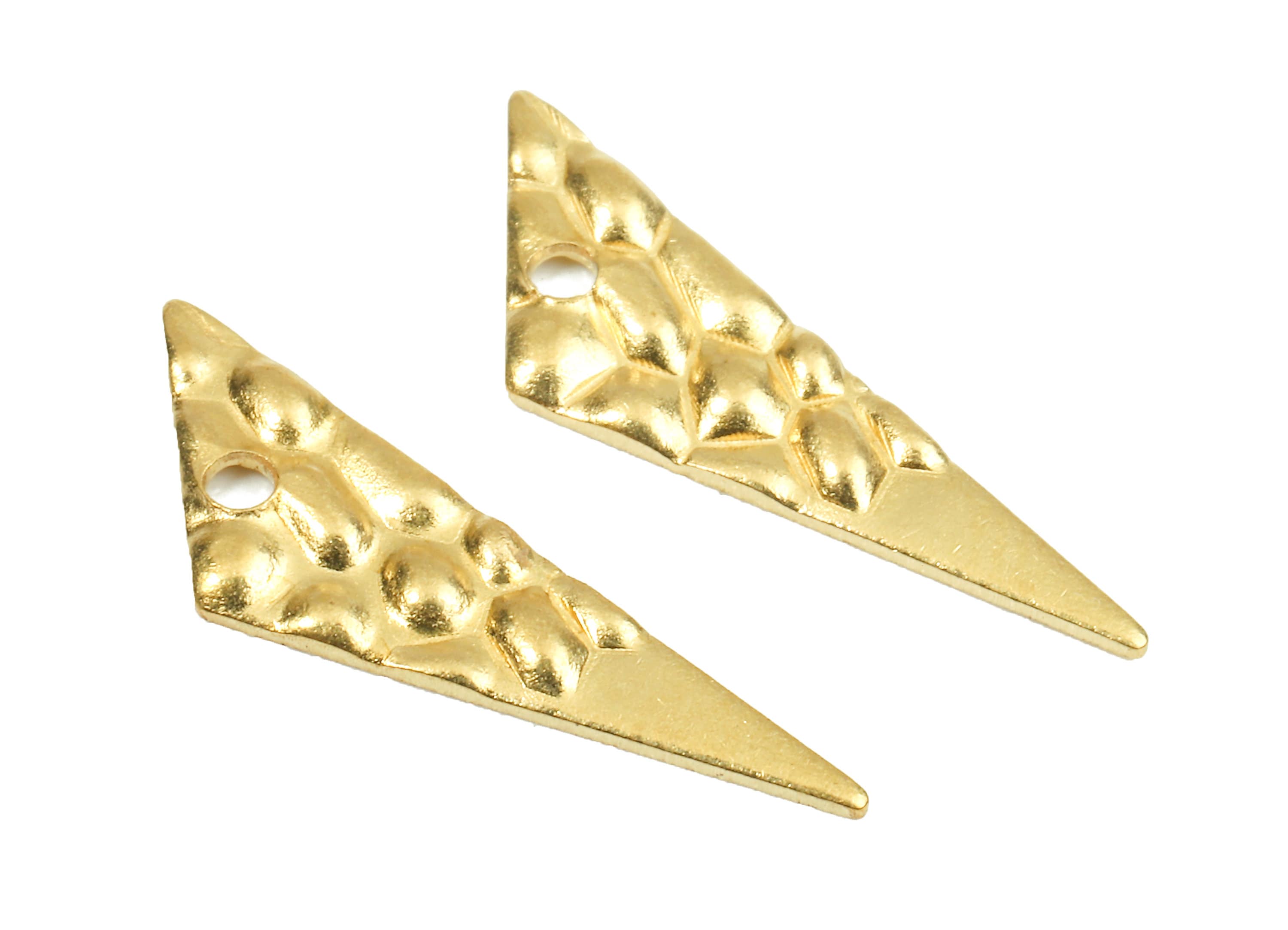 Brass Triangle Charms - Raw Brass Wavy Triangle Earrings and Pendant - Brass Triangle Necklace - 19.41x5.79x1.15mm - PP2537 - DOMEDBAZAAR