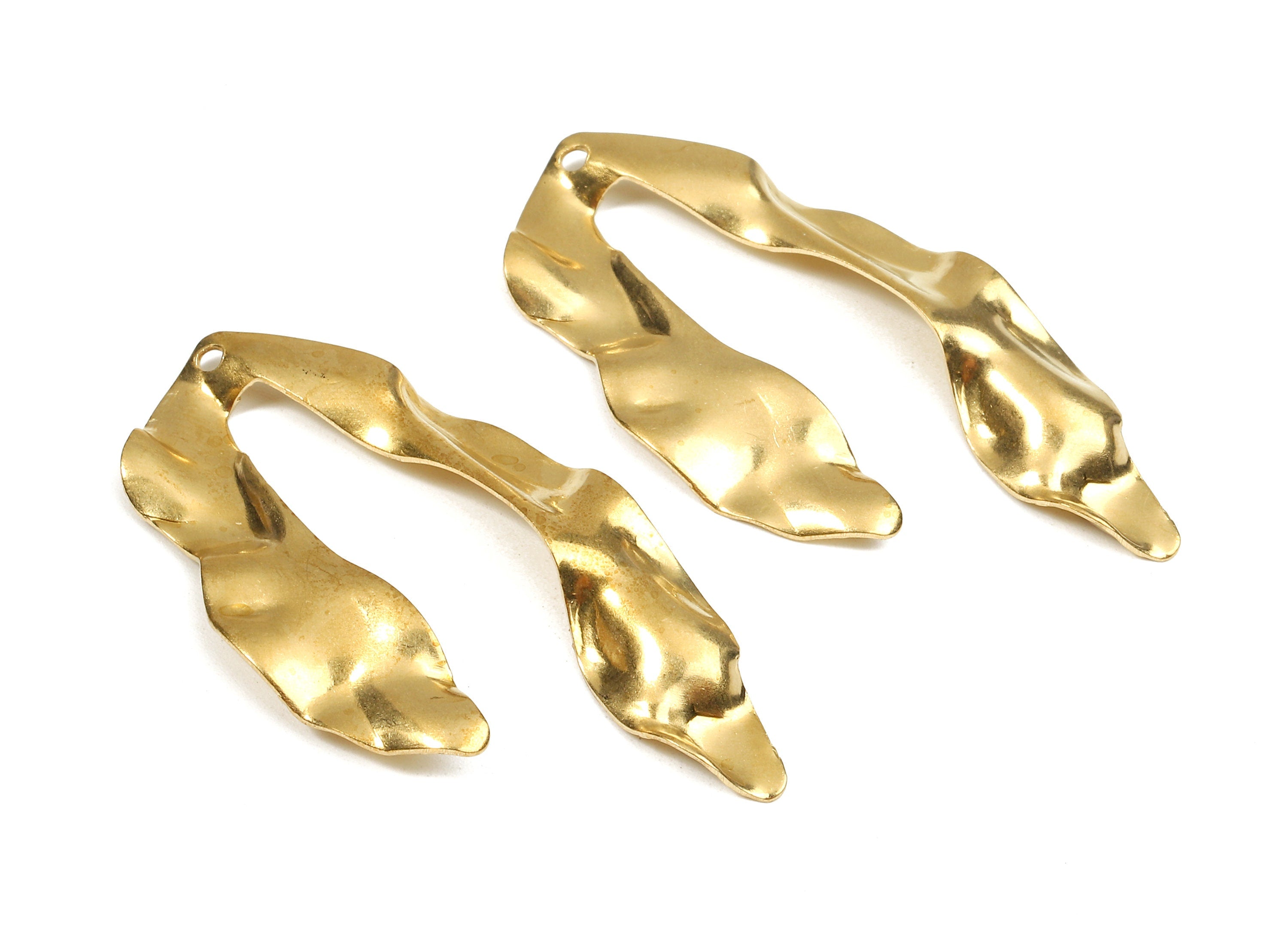 Brass Wavy U Charms - Raw Brass Wavy U Earrings and Pendant - Earring Findings - Jewelry Supplies - 48.95x25.04x2.74mm - PP2653 - DOMEDBAZAAR
