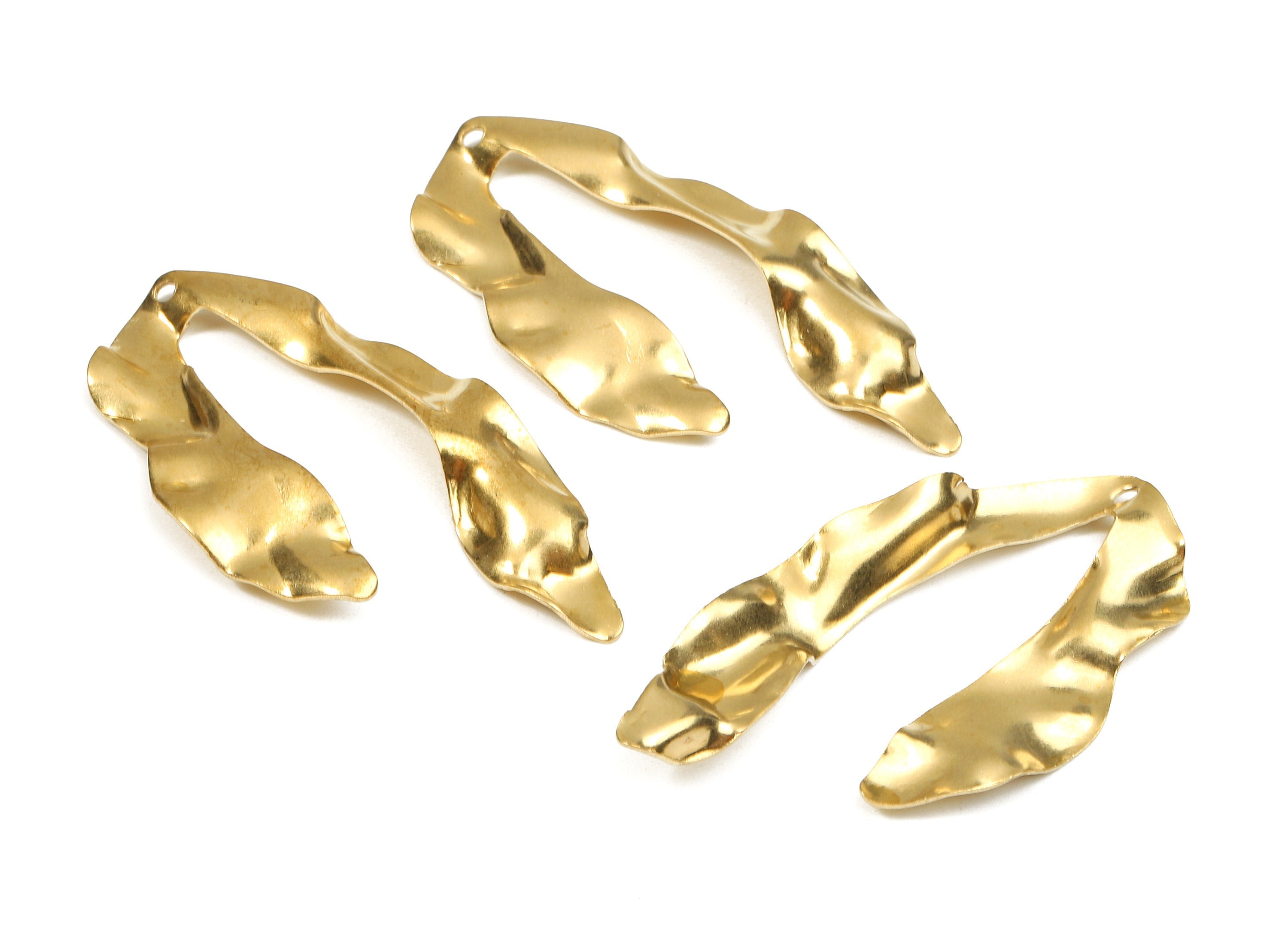 Brass Wavy U Charms - Raw Brass Wavy U Earrings and Pendant - Earring Findings - Jewelry Supplies - 48.95x25.04x2.74mm - PP2653 - DOMEDBAZAAR