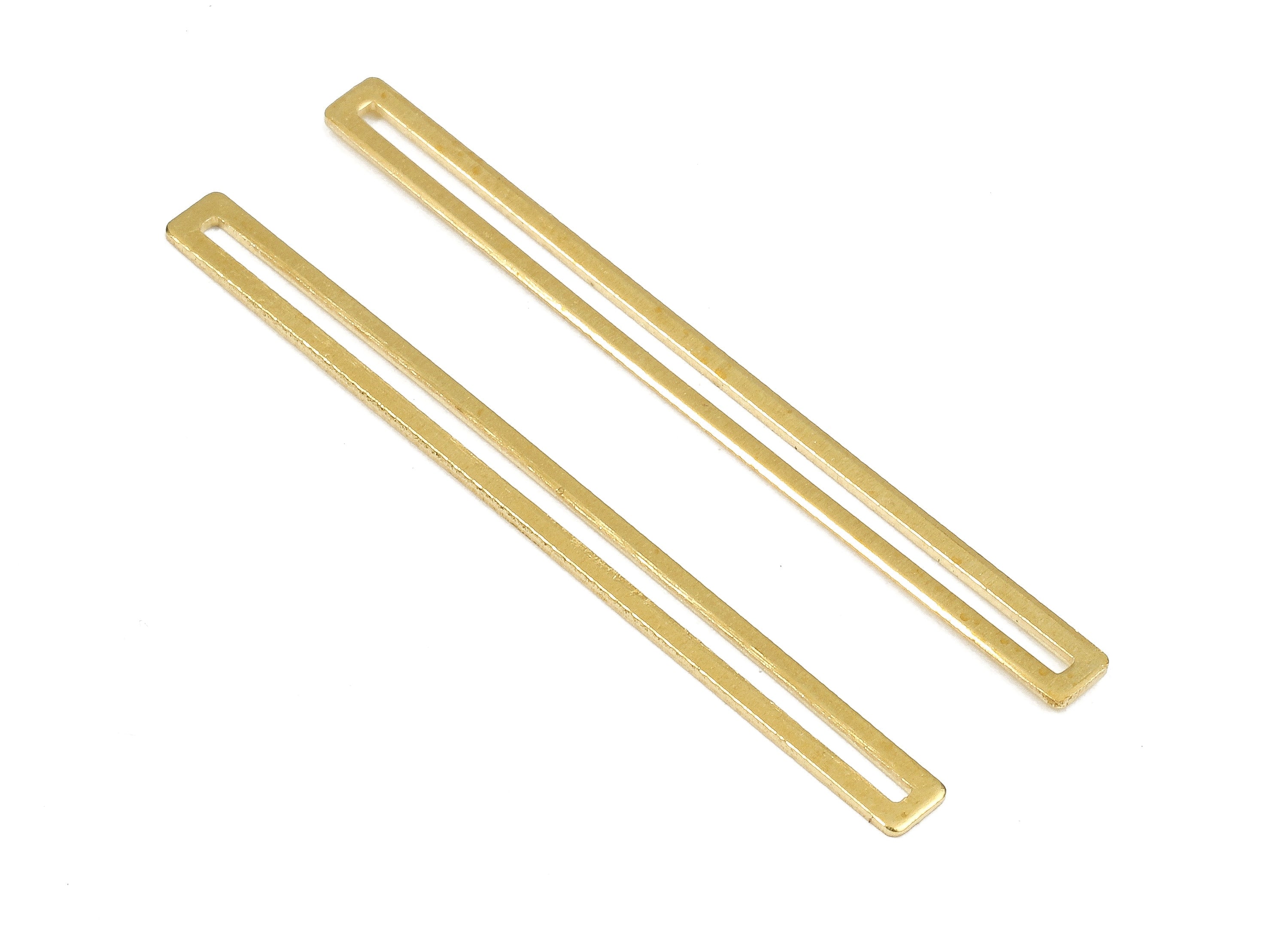 Brass Rectangle Charms - Raw Brass Stick Earring and Pendant - Brass Bar Connectors - Brass Rectangle Connectors - 39.93x3.28x0.7mm - PP2372 - DOMEDBAZAAR