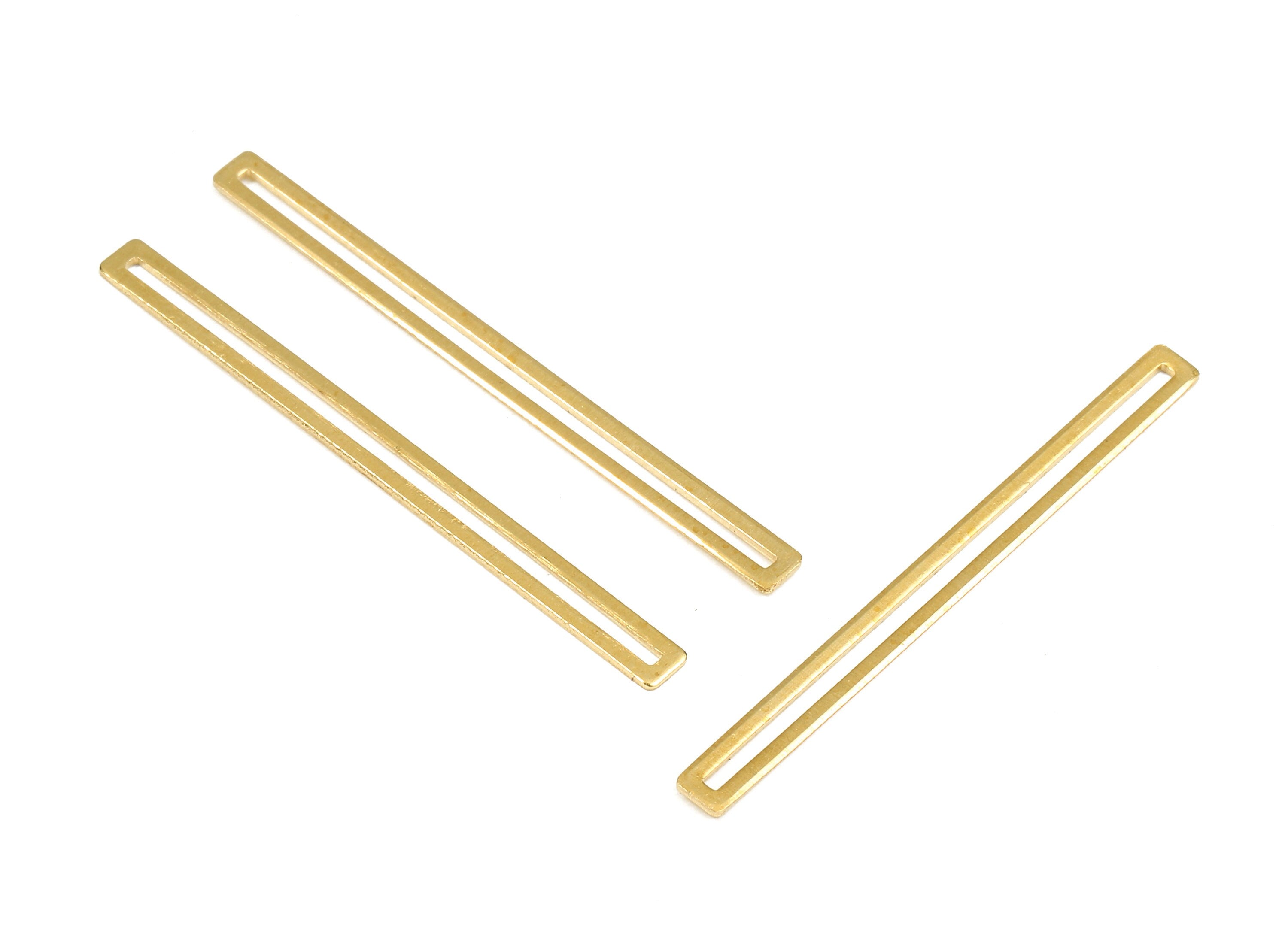 Brass Rectangle Charms - Raw Brass Stick Earring and Pendant - Brass Bar Connectors - Brass Rectangle Connectors - 39.93x3.28x0.7mm - PP2372 - DOMEDBAZAAR