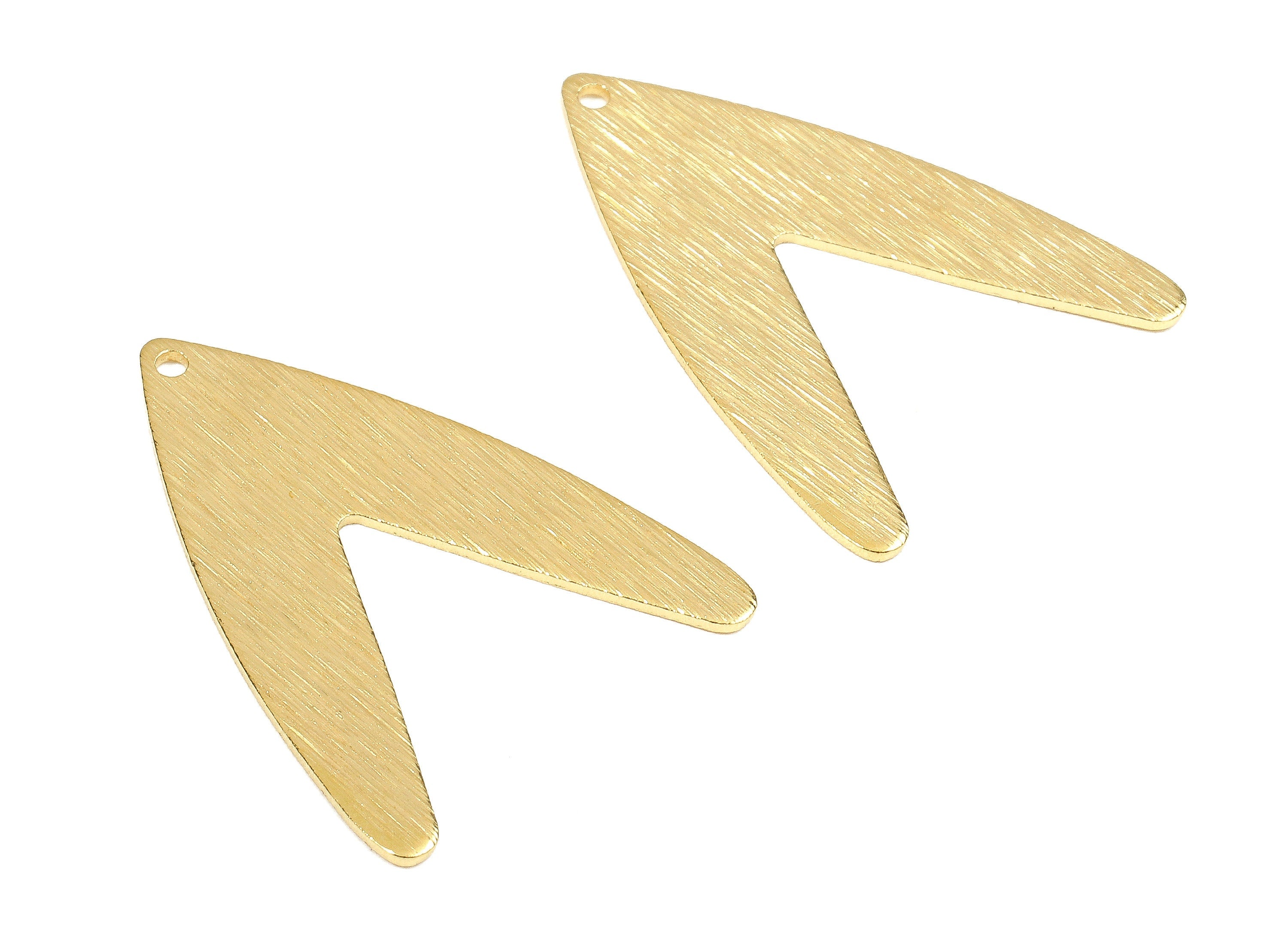 Brass V Charms - Raw Brass Texture Letter V Earrings and Pendant - Brass Necklace - Jewelry Supplies - 30.63x22.69x0.79mm - PP2643 - DOMEDBAZAAR