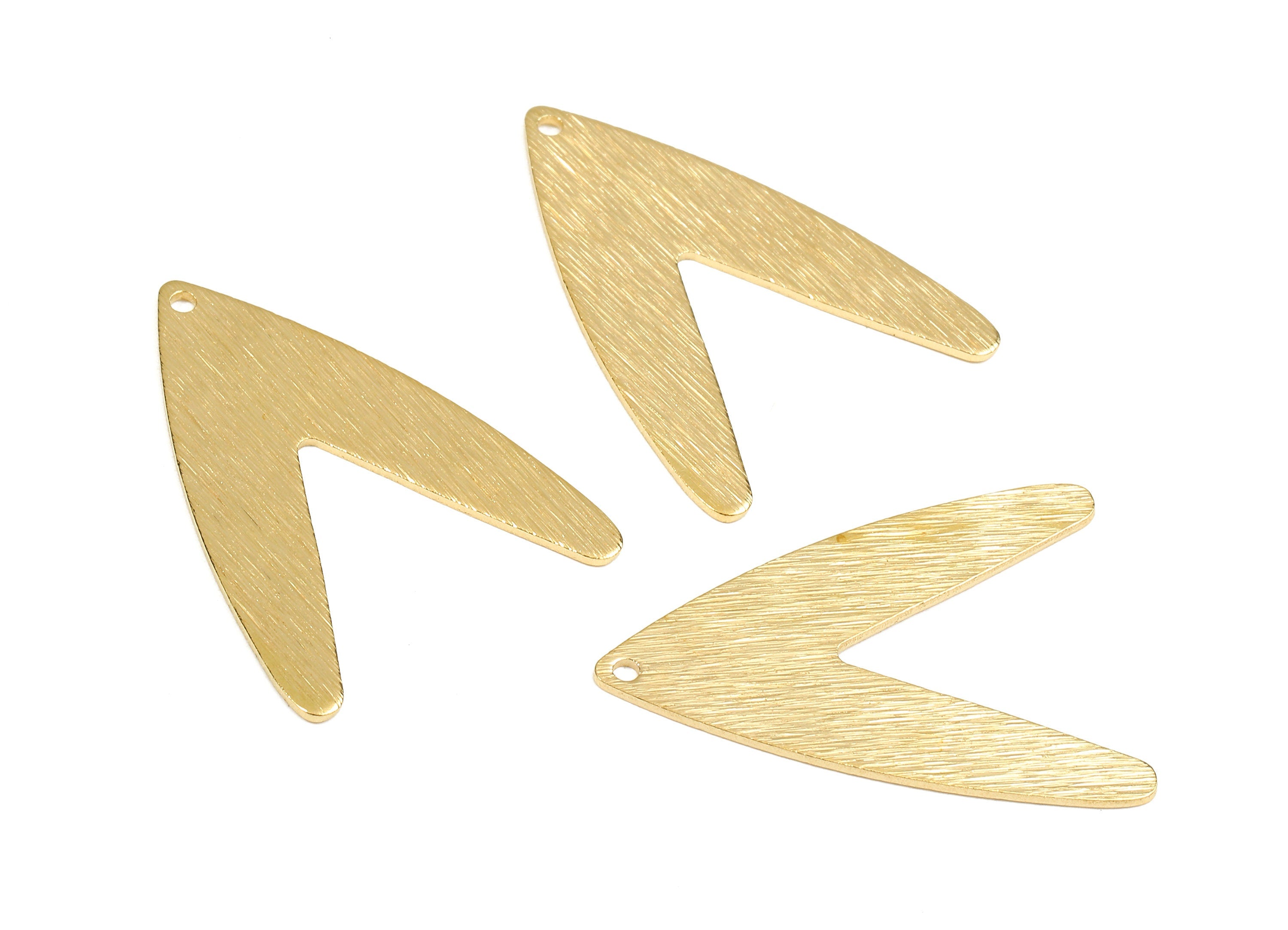 Brass V Charms - Raw Brass Texture Letter V Earrings and Pendant - Brass Necklace - Jewelry Supplies - 30.63x22.69x0.79mm - PP2643 - DOMEDBAZAAR