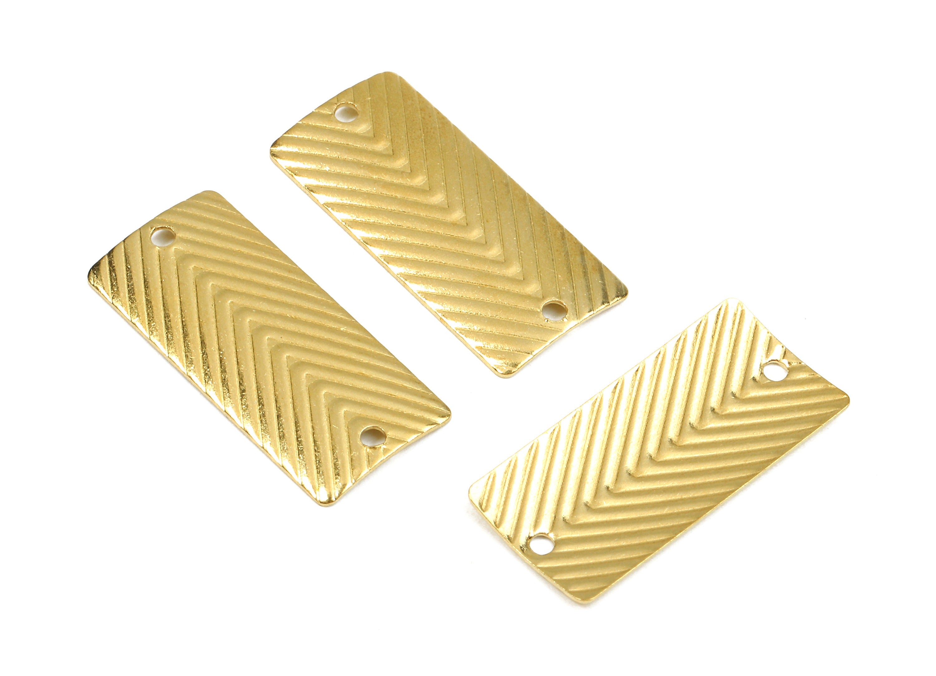 Brass Rectangle Connectors - Raw Brass Embossing Rectangle Pendant - 2 Holes - Jewelry Supplies - 22.35x10.46x0.58mm - PP2484 - DOMEDBAZAAR