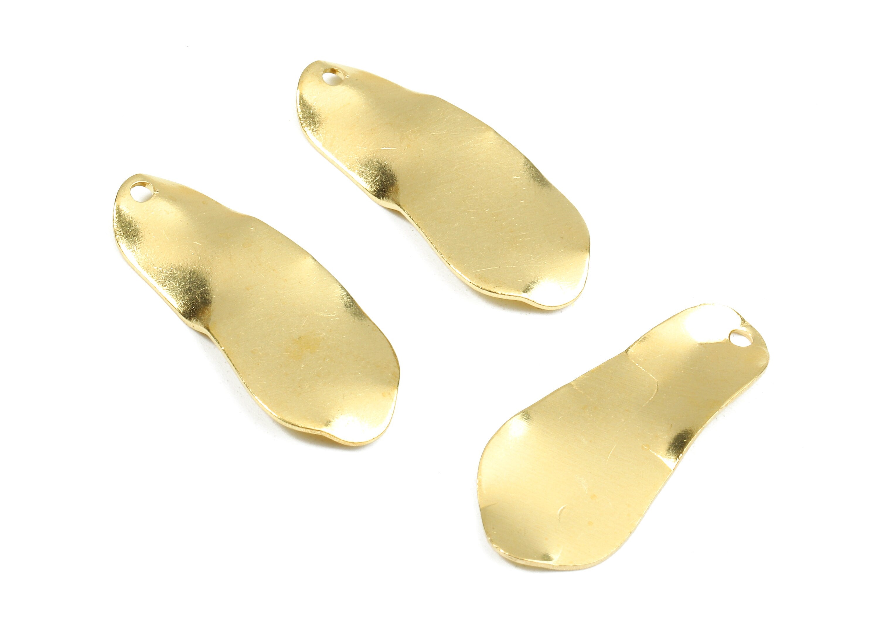Brass Wavy Charms - Raw Brass Wavy Earrings and Pendant - Earring Findings - Jewelry Supplies - 25.65x11.13x0.64mm - PP2456 - DOMEDBAZAAR