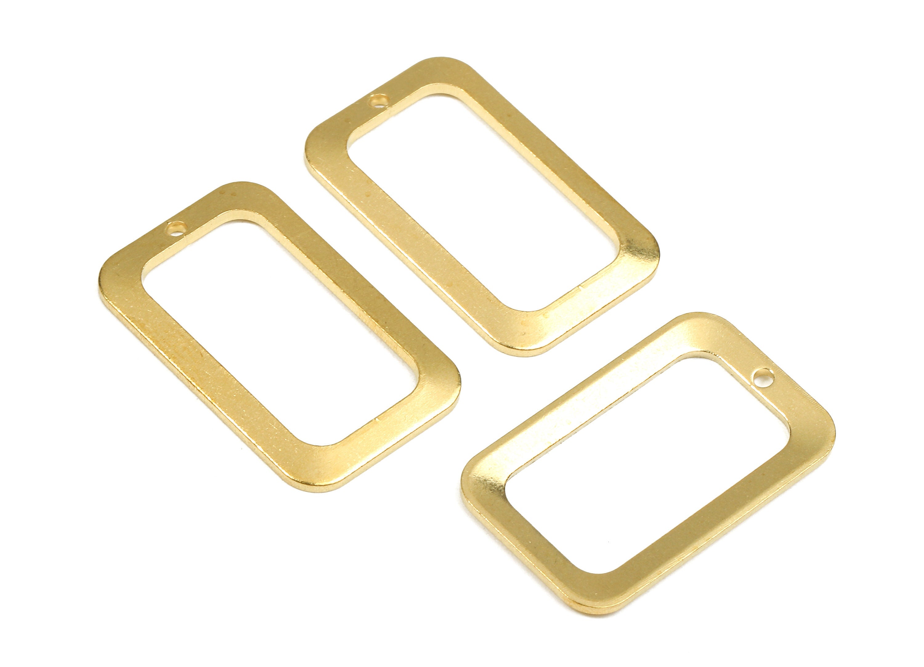 Brass Rectangle Charms - Raw Brass Rectangle Earrings and Pendant - Earring Findings - Jewelry Supplies - 24.76x15.72x1.55mm - PP2618 - DOMEDBAZAAR