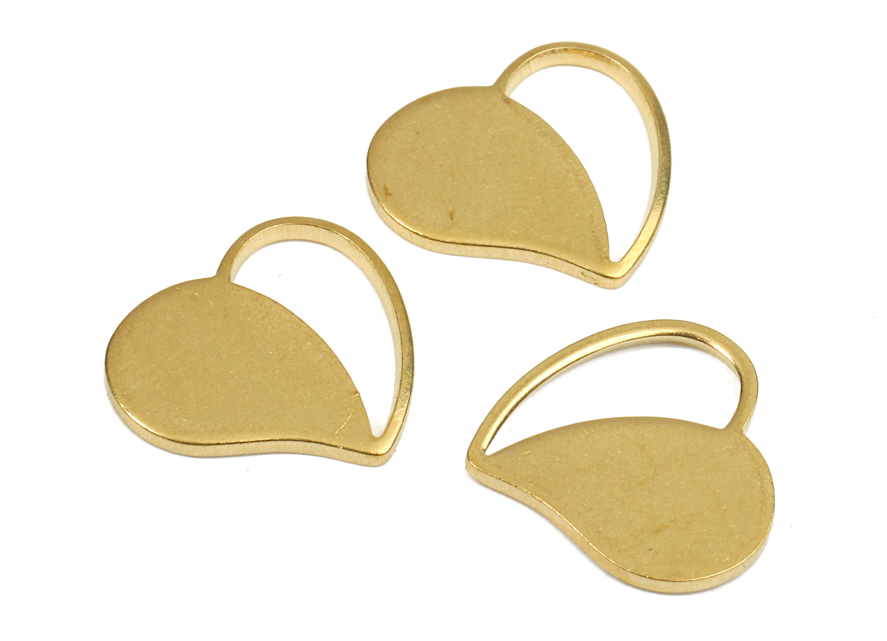Brass Heart Charms - Raw Brass Heart Earrings and Pendant - Brass Heart Necklace - Jewelry Supplies - 14.26x13.24x1.18mm - PP2617 - DOMEDBAZAAR