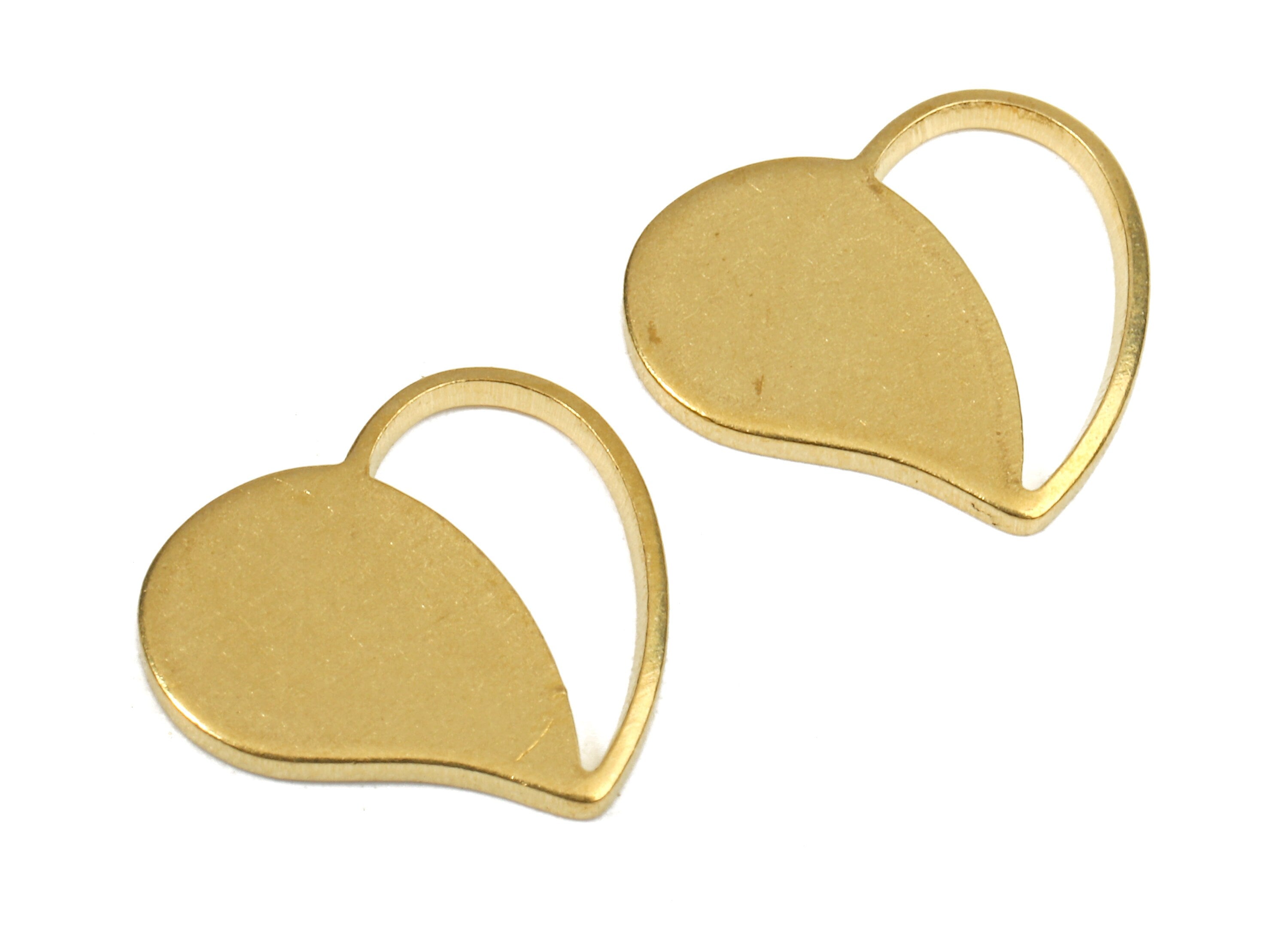 Brass Heart Charms - Raw Brass Heart Earrings and Pendant - Brass Heart Necklace - Jewelry Supplies - 14.26x13.24x1.18mm - PP2617 - DOMEDBAZAAR