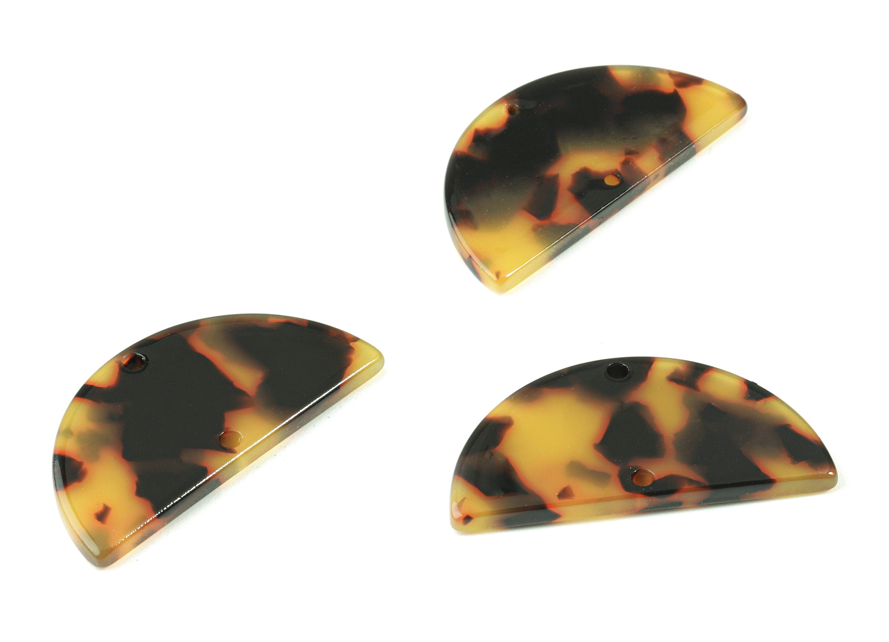 Acetate Semicircle Connectors - 2 Holes Half Moon Tortoise Shell Charms - Jewelry Supplies - Color Code: A01 - 37.2x18.55x2.4mm - AC1794-A01 - DOMEDBAZAAR