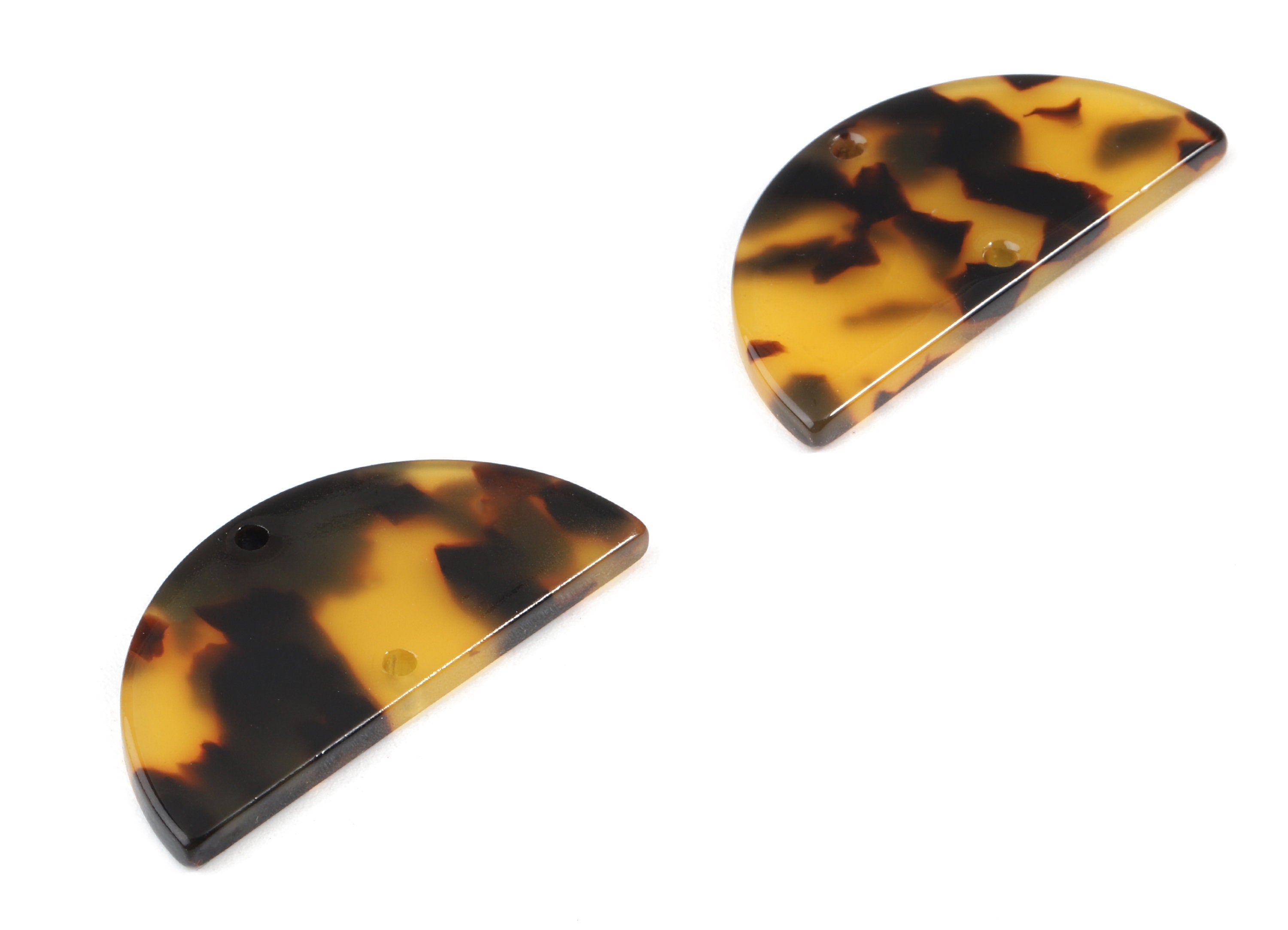 Acetate Semicircle Connectors - 2 Holes Tortoise Shell Earring - Jewelry Making Supplies - Color Code: A02 - 36.13x17.84x2.8mm - AC1795-A02 - DOMEDBAZAAR