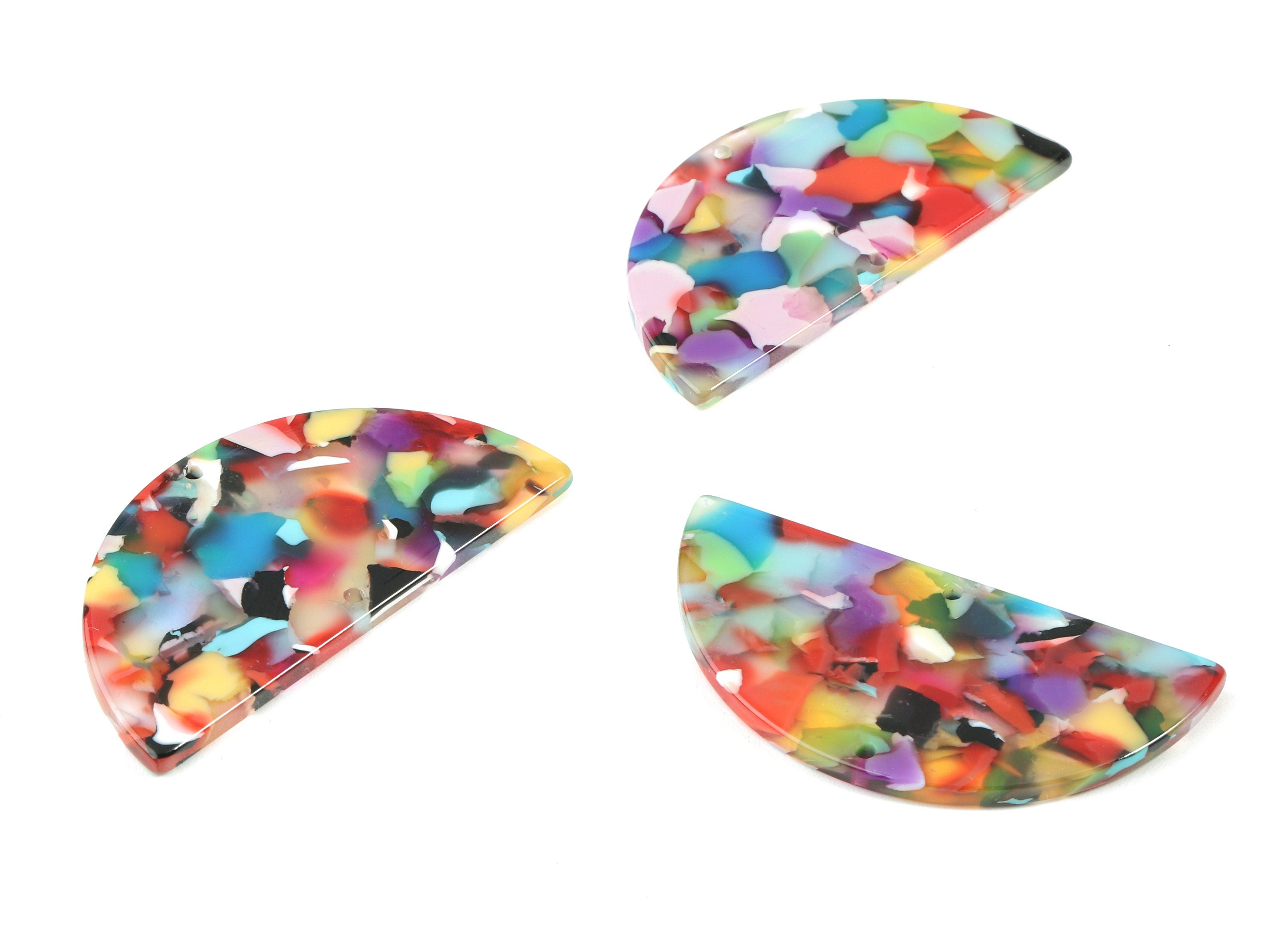 Acetate Semicircle Connectors Charms - 2 Holes - Half Moon Earrings - Earring Findings - Color Code:A21 - 50.49x25.18x2.6mm - AC1792-A21 - DOMEDBAZAAR