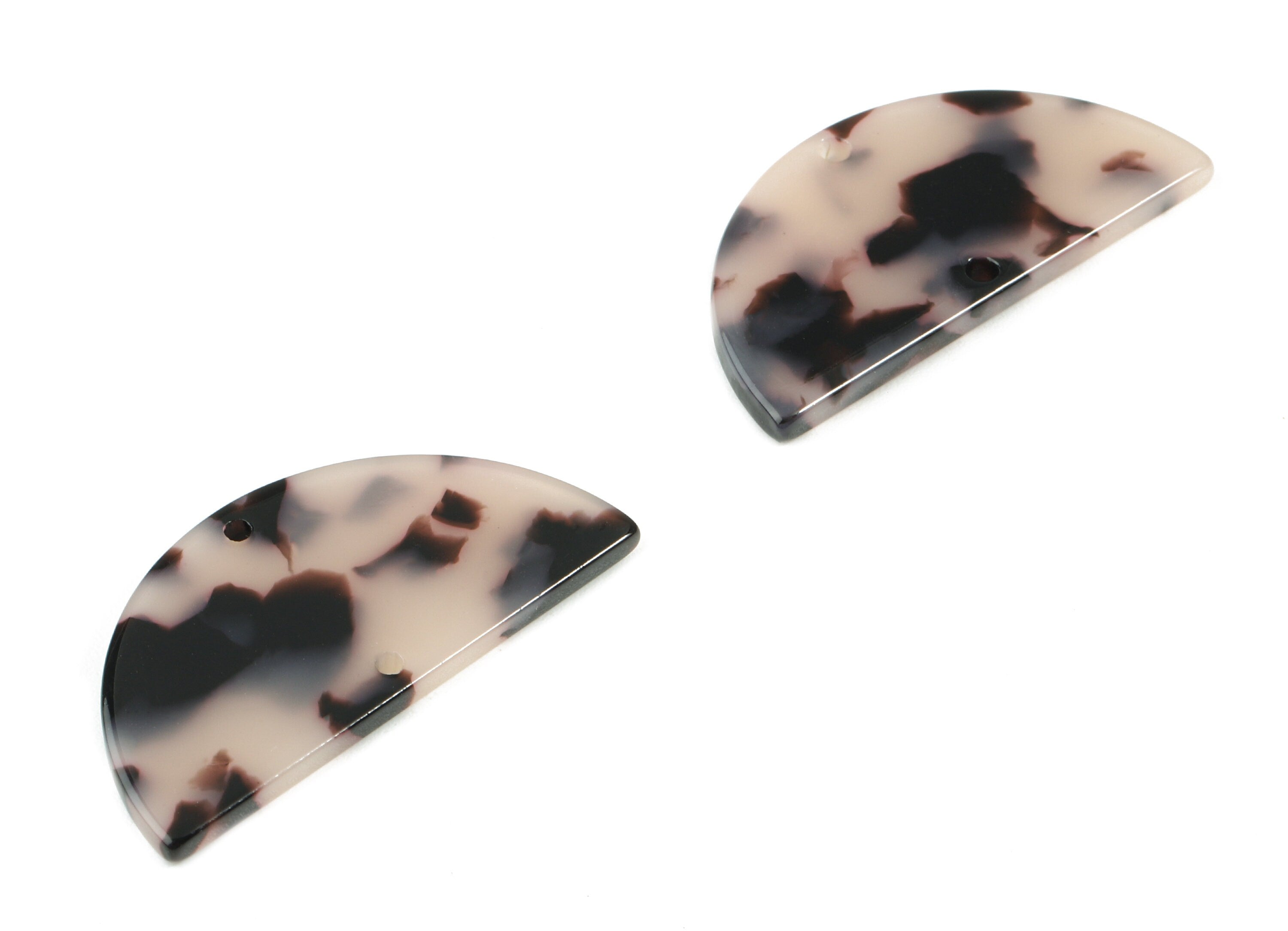 Acetate Semicircle Connector - Half Moon Earrings Blonde Tortoise Shell Earring 2 Holes - Color Code:A06 - 37.2x18.55x2.4mm - AC1794-A06 - DOMEDBAZAAR