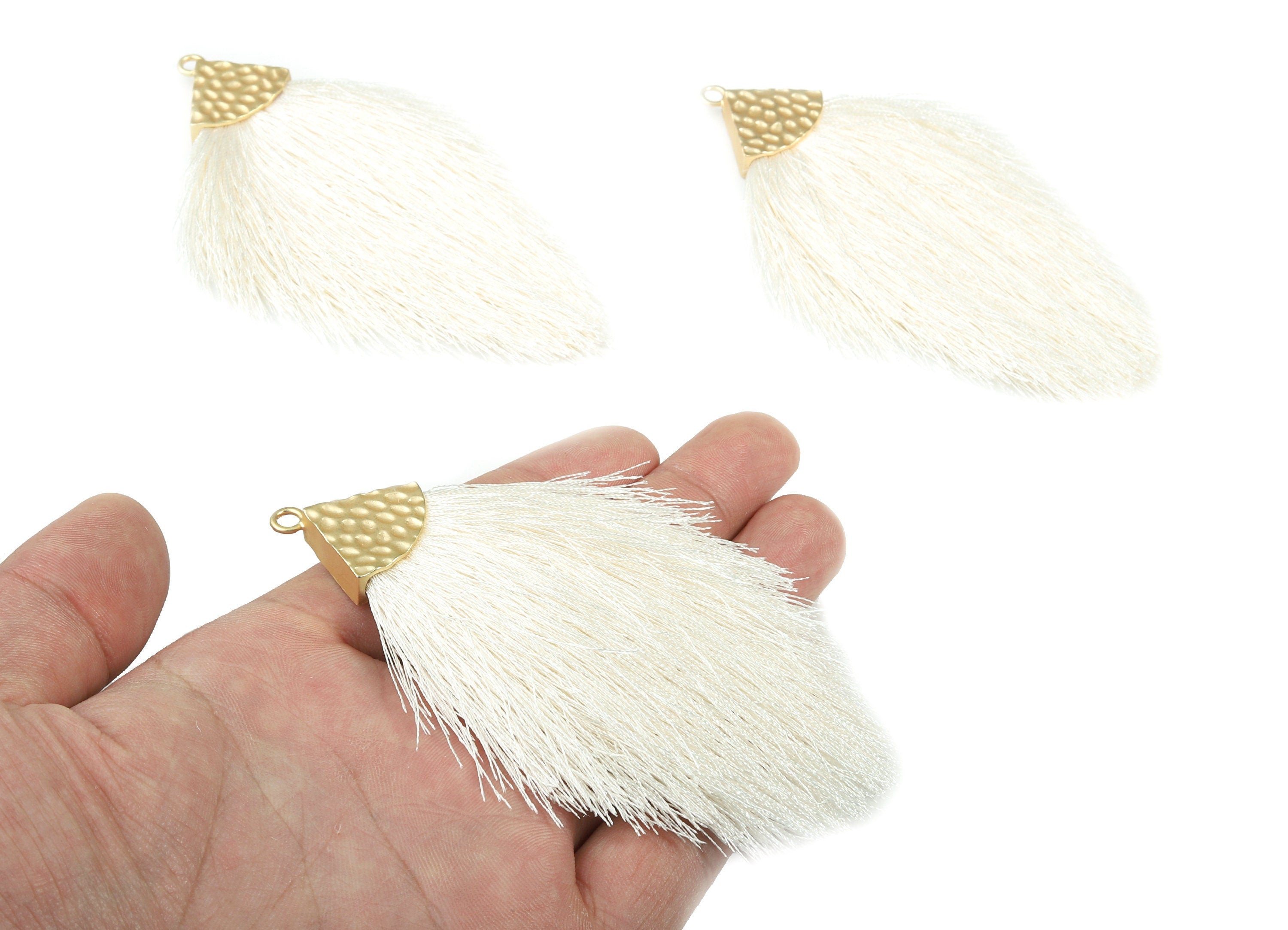 Tassel Earring Charms - Tassel Pendant - Puffy Tassel With Alloy Cap - Tassel Findings - Boho Charms - 96.86x57.69mm - TS1121 - DOMEDBAZAAR