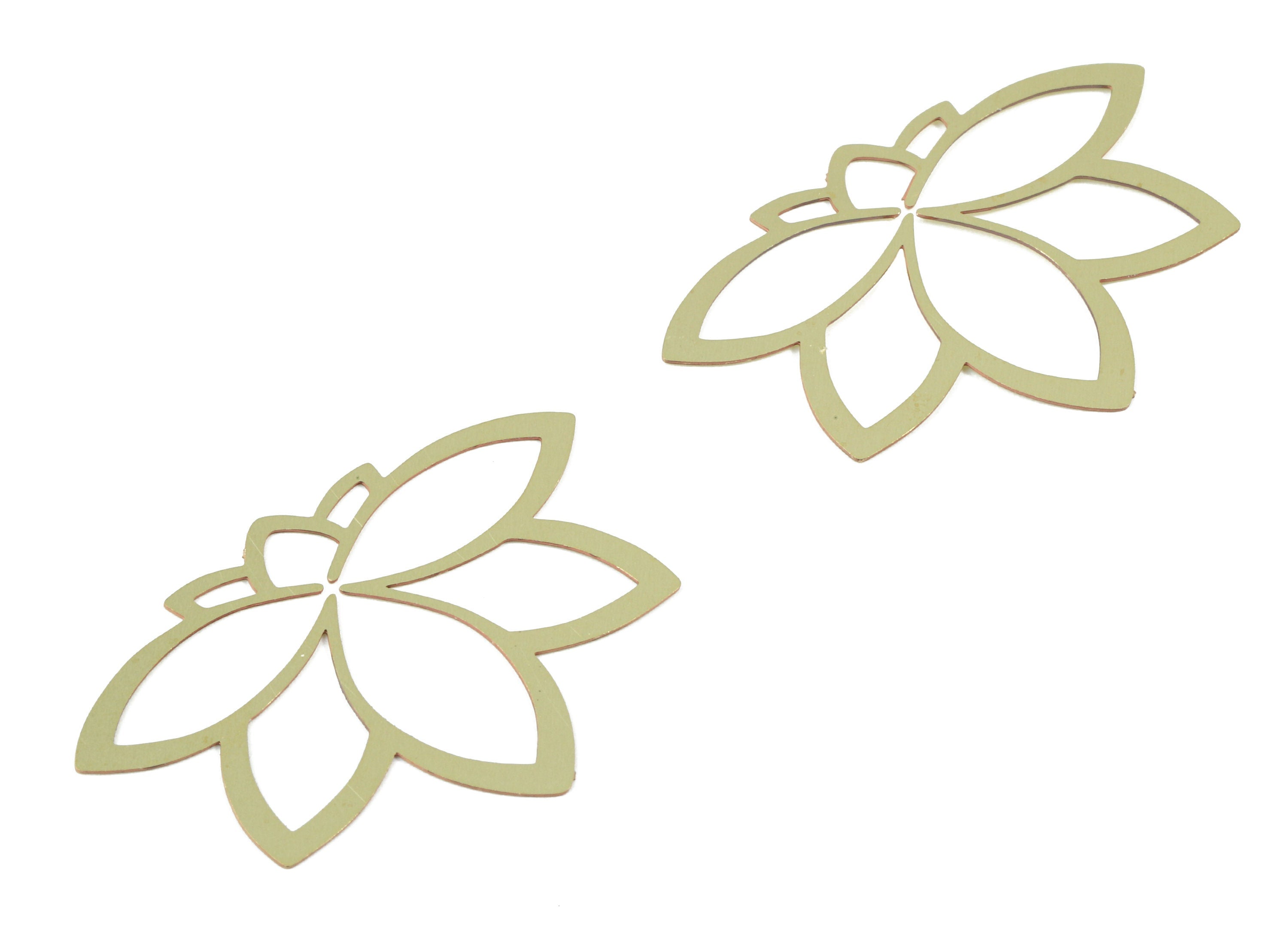 Brass Lotus Charms - Raw Brass Flower Earrings and Pendant - Brass Necklace Charms - Jewelry Supplies - 42.13x29.15x0.3mm - JJB5839 - DOMEDBAZAAR