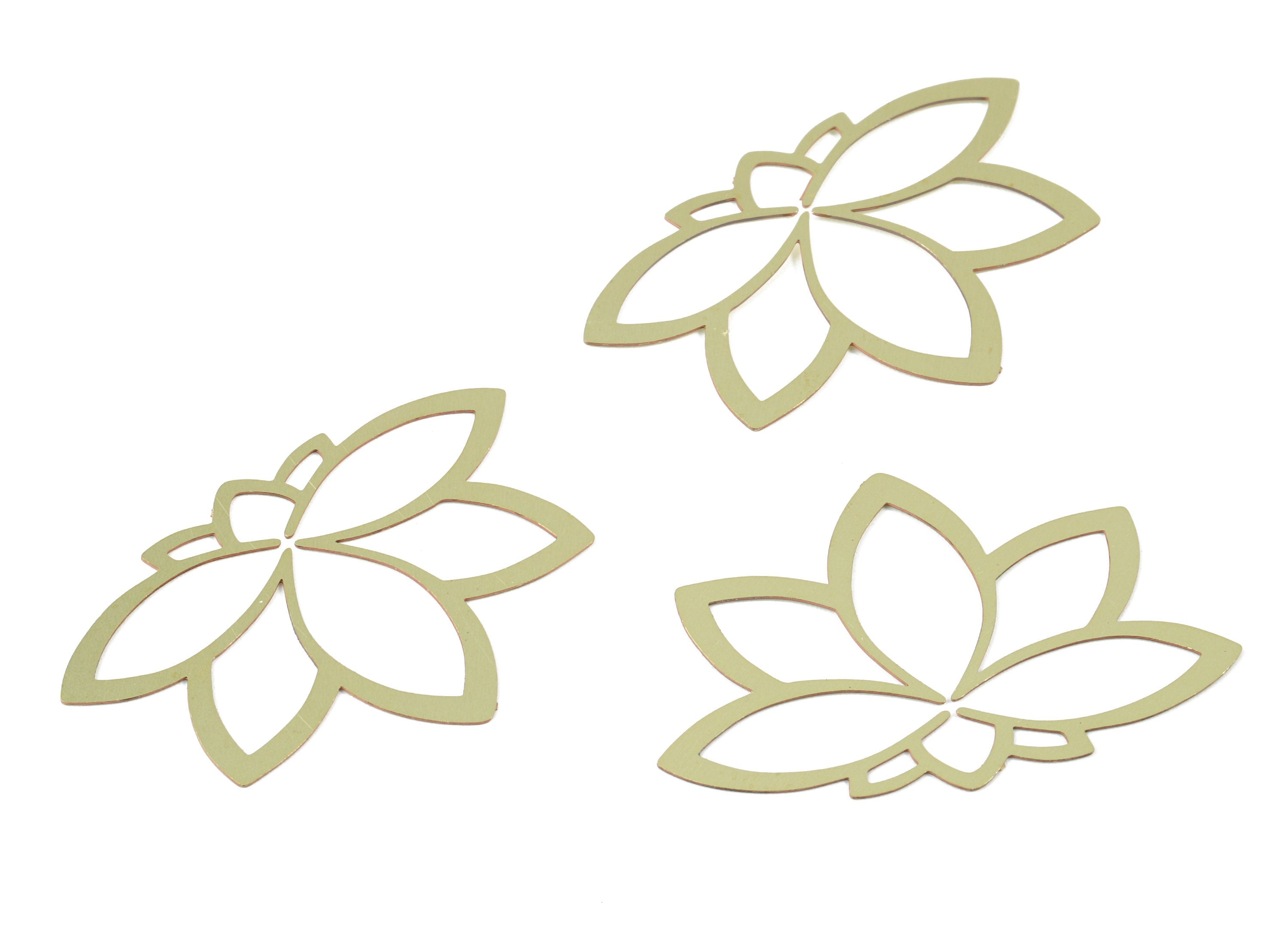 Brass Lotus Charms - Raw Brass Flower Earrings and Pendant - Brass Necklace Charms - Jewelry Supplies - 42.13x29.15x0.3mm - JJB5839 - DOMEDBAZAAR