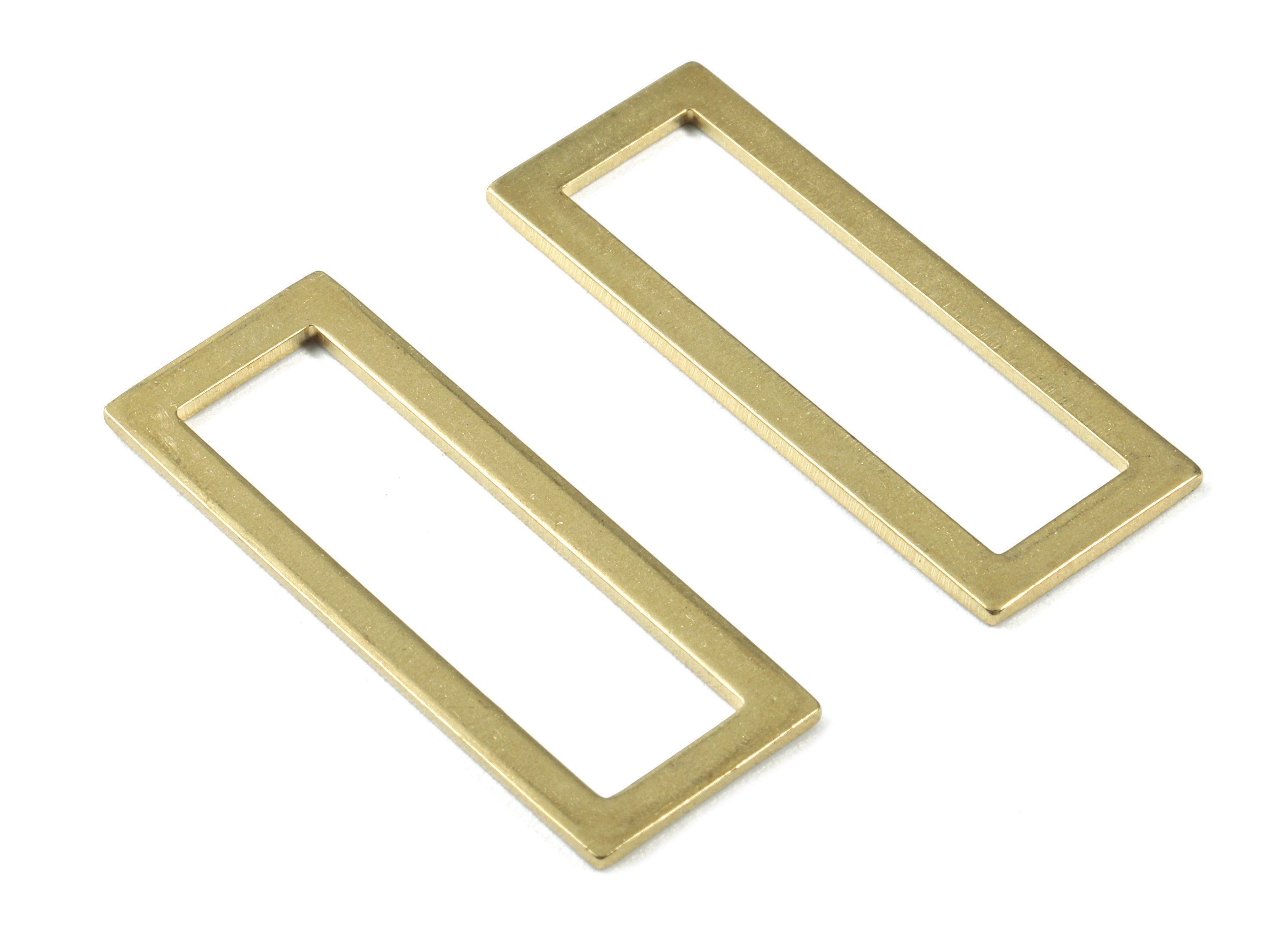Brass Rectangle Charm - Raw Brass Rectangle Earrings and Pendant - Brass Rectangle Necklace - Earring Finding - 38.41x14.54x1.2mm - PP2973 - DOMEDBAZAAR
