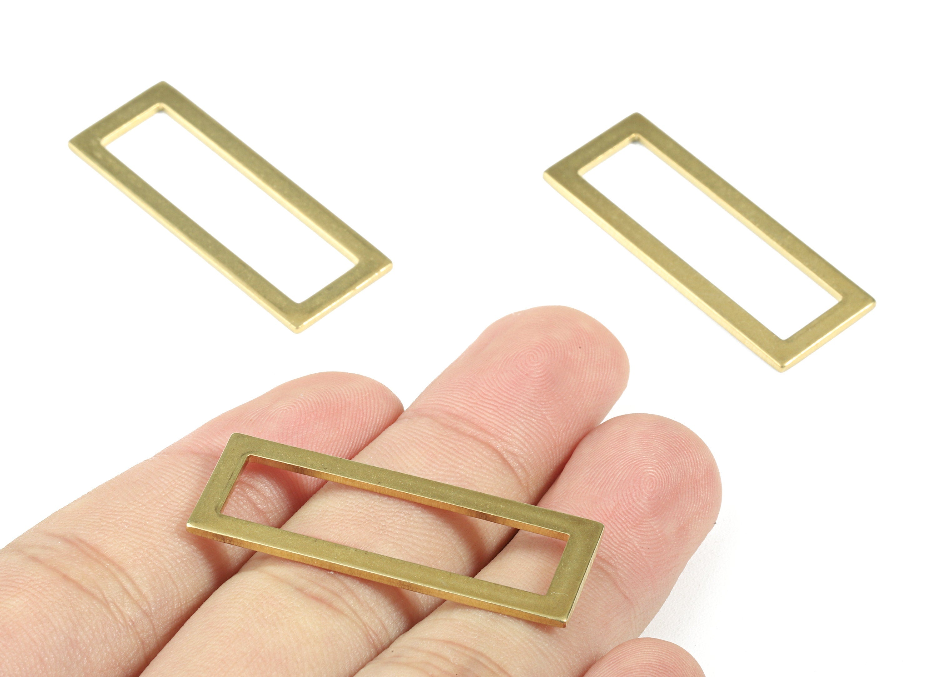 Brass Rectangle Charm - Raw Brass Rectangle Earrings and Pendant - Brass Rectangle Necklace - Earring Finding - 38.41x14.54x1.2mm - PP2973 - DOMEDBAZAAR