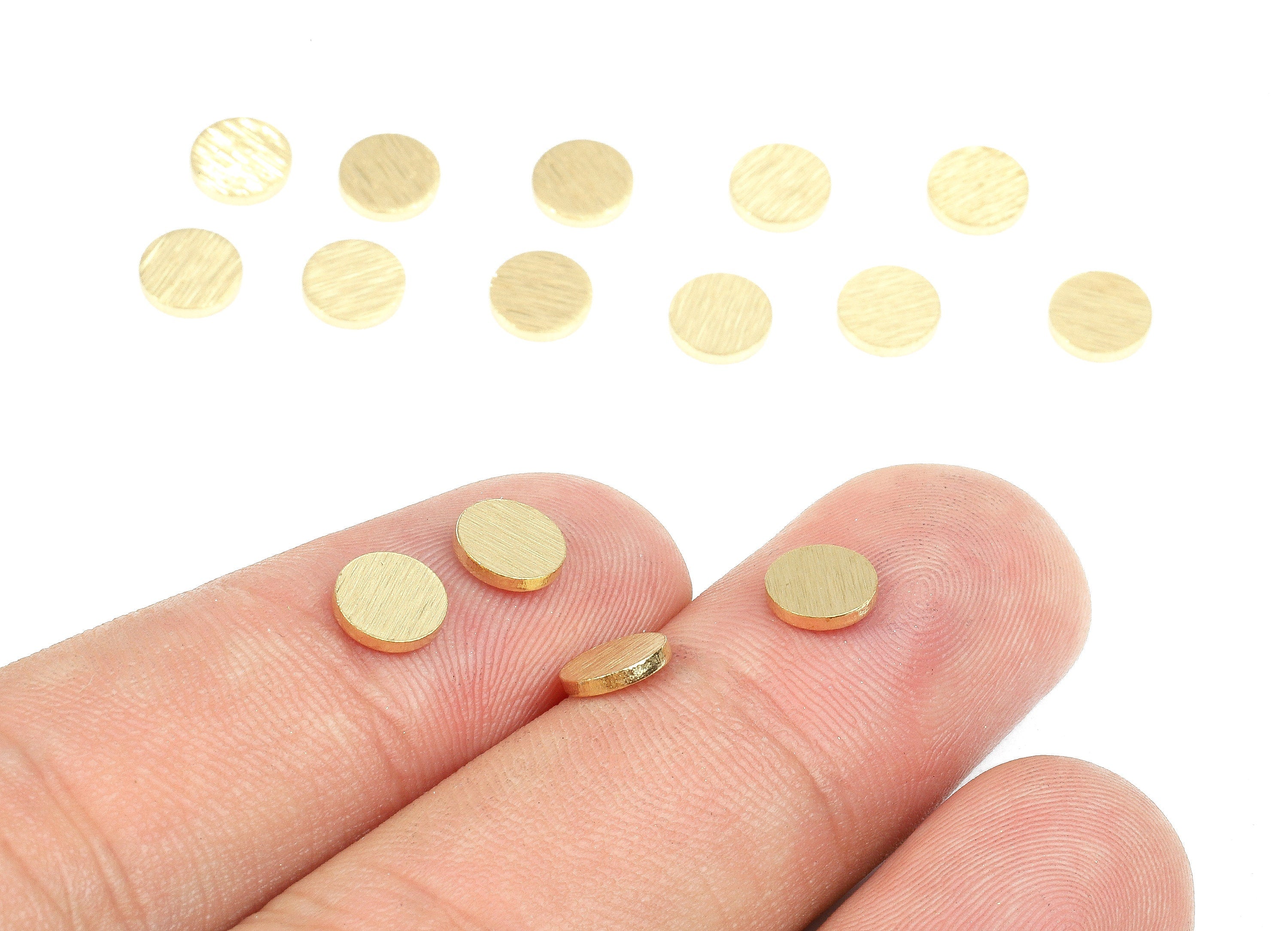 Brass Round Charms - Raw Brass Texture Round - Brass Round Tag - Brass Circle Tag - Brass Findings - 6.01x6.01x1.33mm - PP2686 - DOMEDBAZAAR