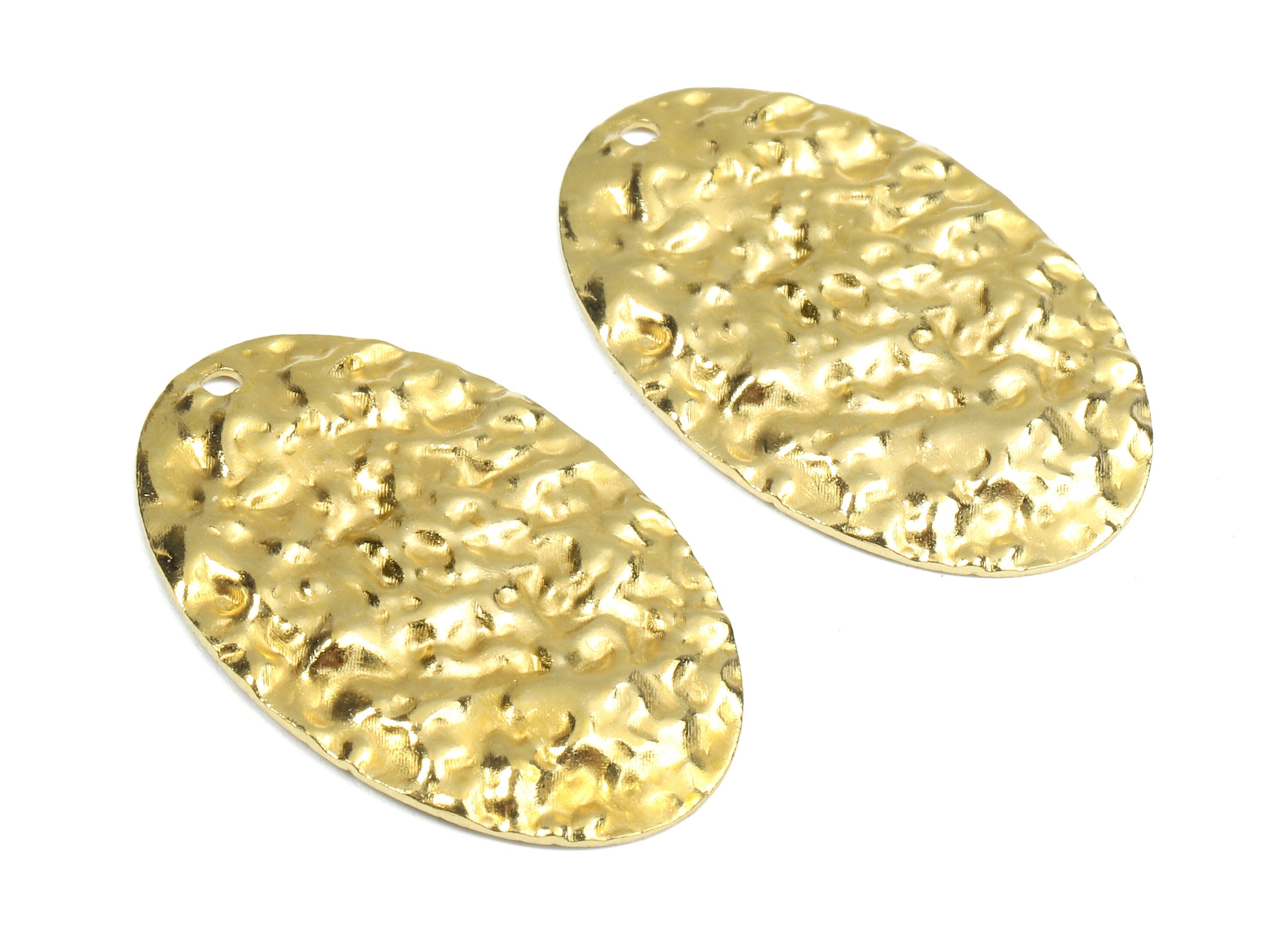 Brass Oval Charms - Raw Brass Wavy Oval Earrings and Pendant - Brass Oval Necklace - Jewelry Supplies - 26.52x17.23x0.55mm - PP2523 - DOMEDBAZAAR