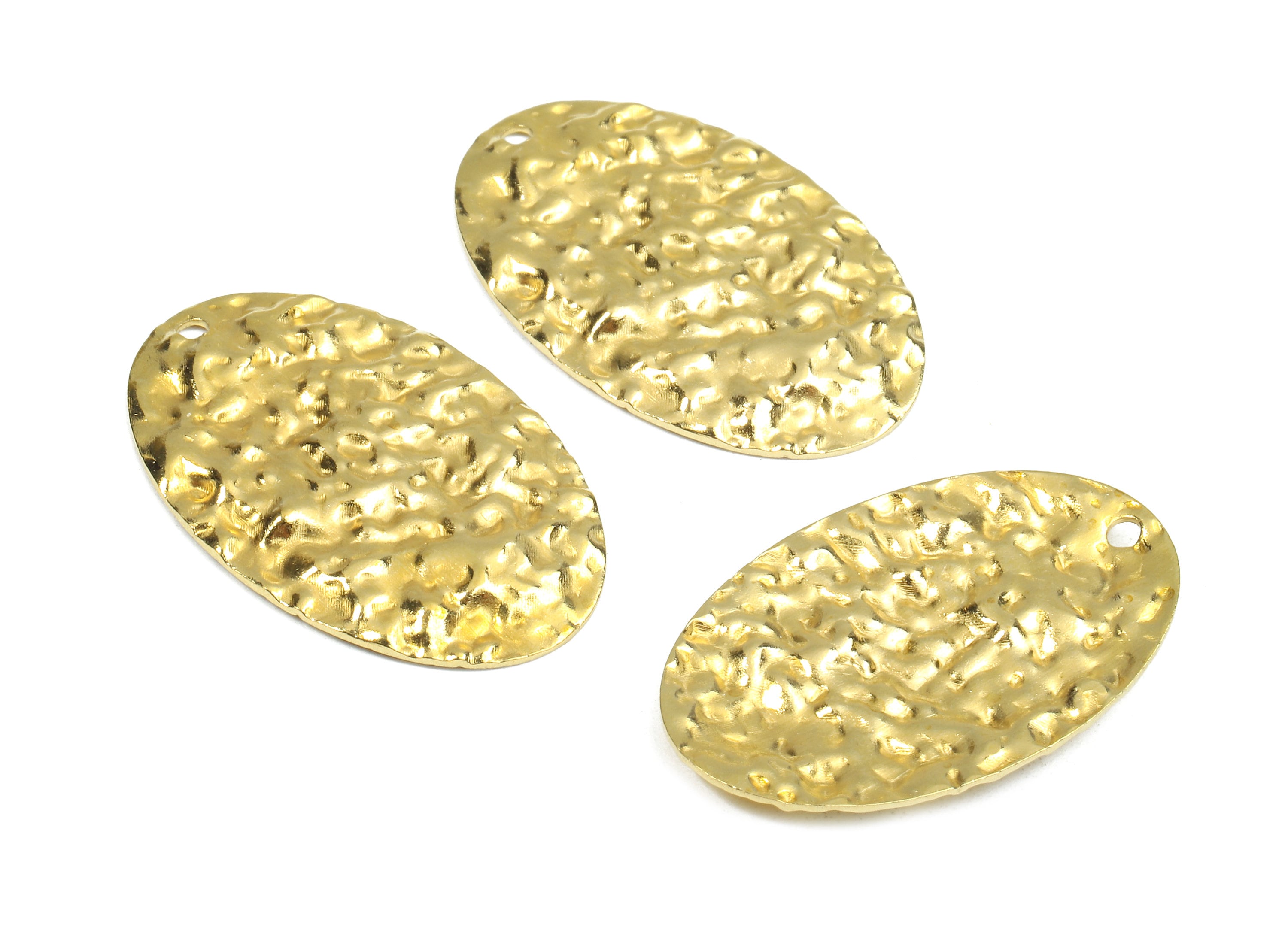 Brass Oval Charms - Raw Brass Wavy Oval Earrings and Pendant - Brass Oval Necklace - Jewelry Supplies - 26.52x17.23x0.55mm - PP2523 - DOMEDBAZAAR