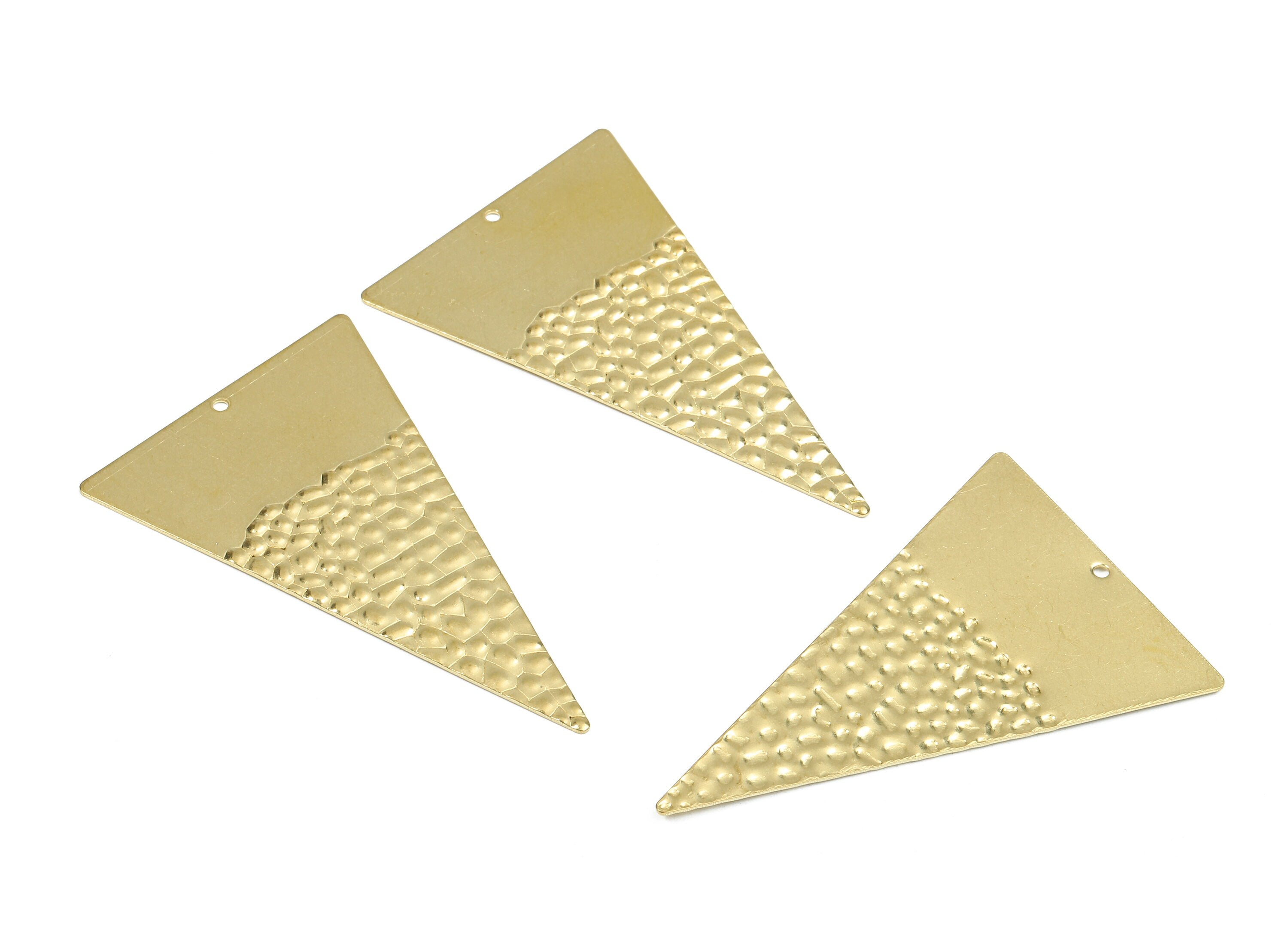 Brass Triangle Charms - Raw Brass Wavy Triangle Earrings and Pendant - Brass Triangle Necklace - 54.84x34.84x1.1mm - PP2419 - DOMEDBAZAAR