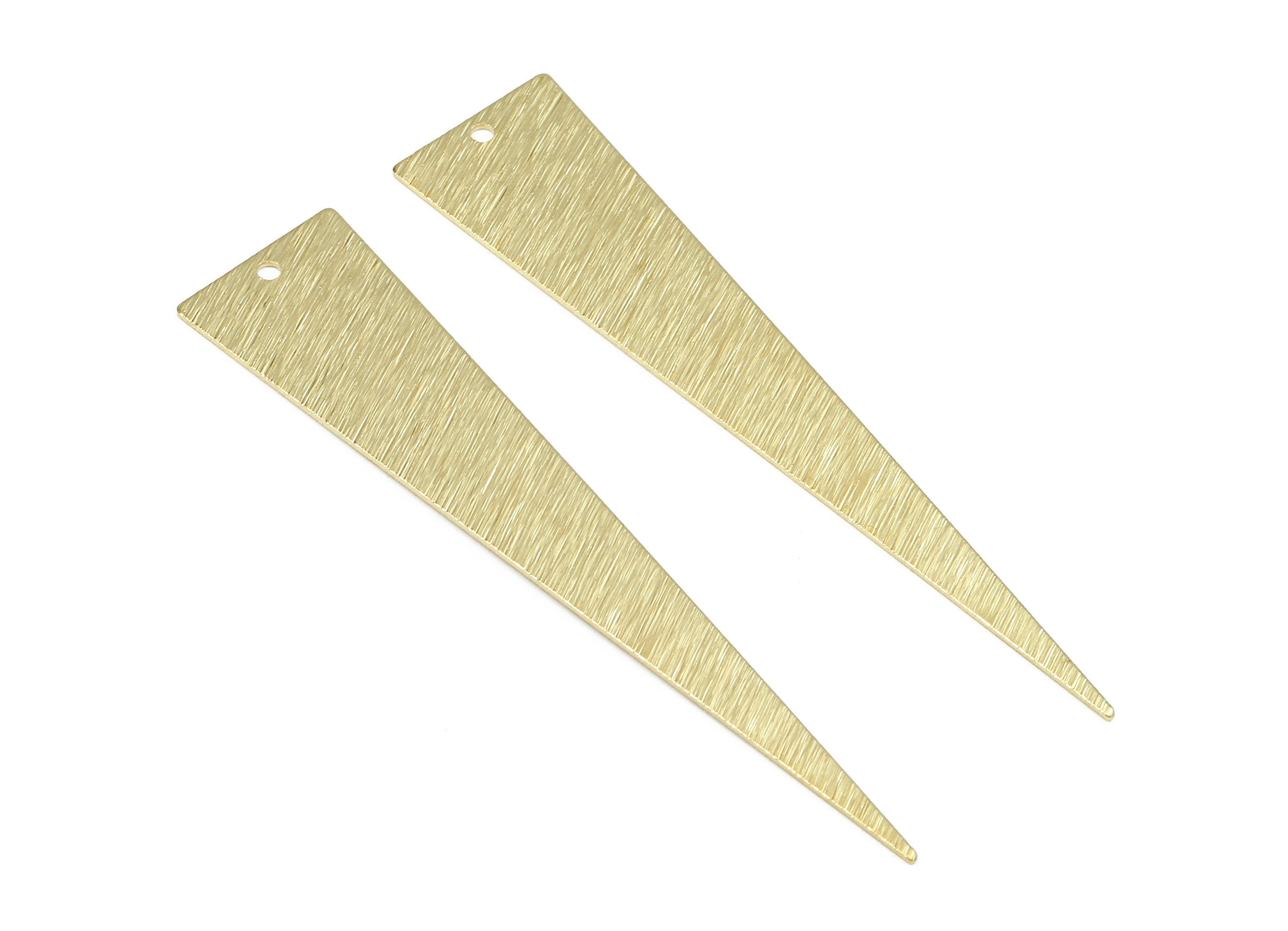 Brass Triangle Charms - Raw Brass Texture Letter Triangle Earrings and Pendant - Brass Necklace - 60.02x12.98x0.83mm - PP2637 - DOMEDBAZAAR