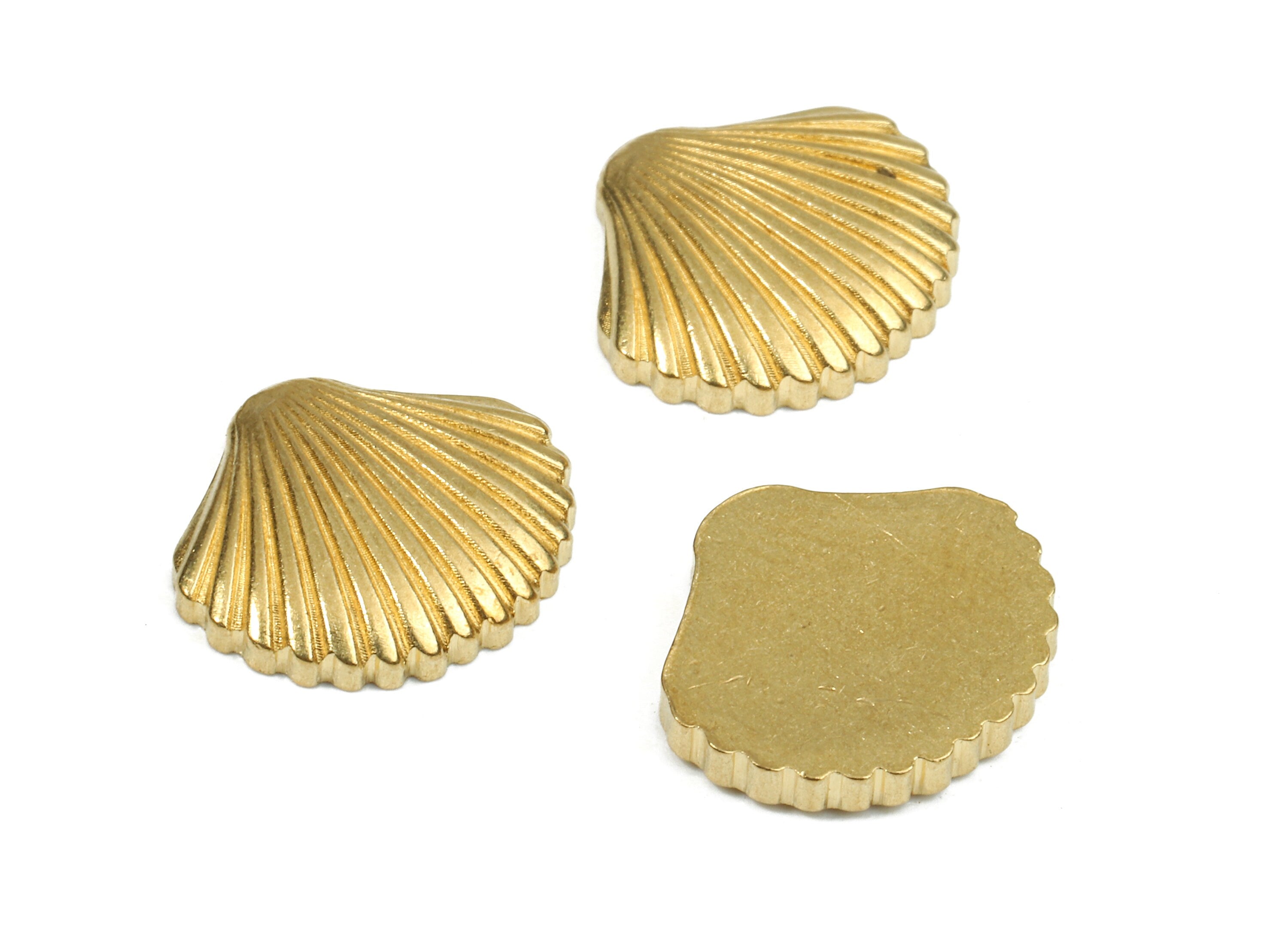 Brass Shell Blank - Raw Brass Shell Blank - Brass Shell Tag - Brass Stamping Tag - Jewelry Supplies - 12.92x11.45x2.24mm - PP2459 - DOMEDBAZAAR