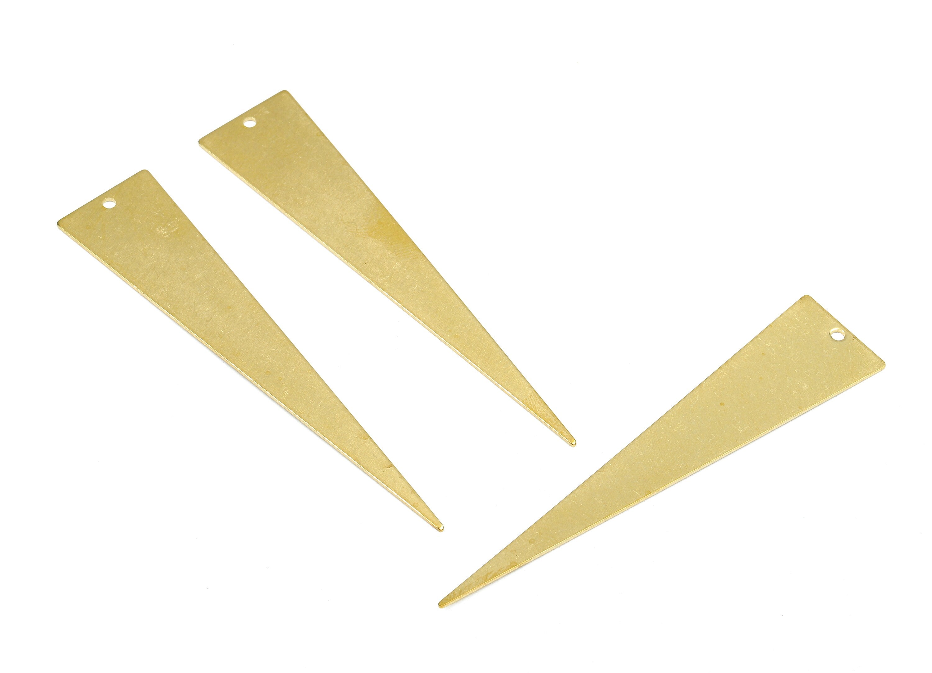 Brass Triangle Charms - Raw Brass Triangle Earrings and Pendant - Brass Triangle Necklace - Jewelry Supplies - 60.02x12.98x0.83mm - PP2636 - DOMEDBAZAAR