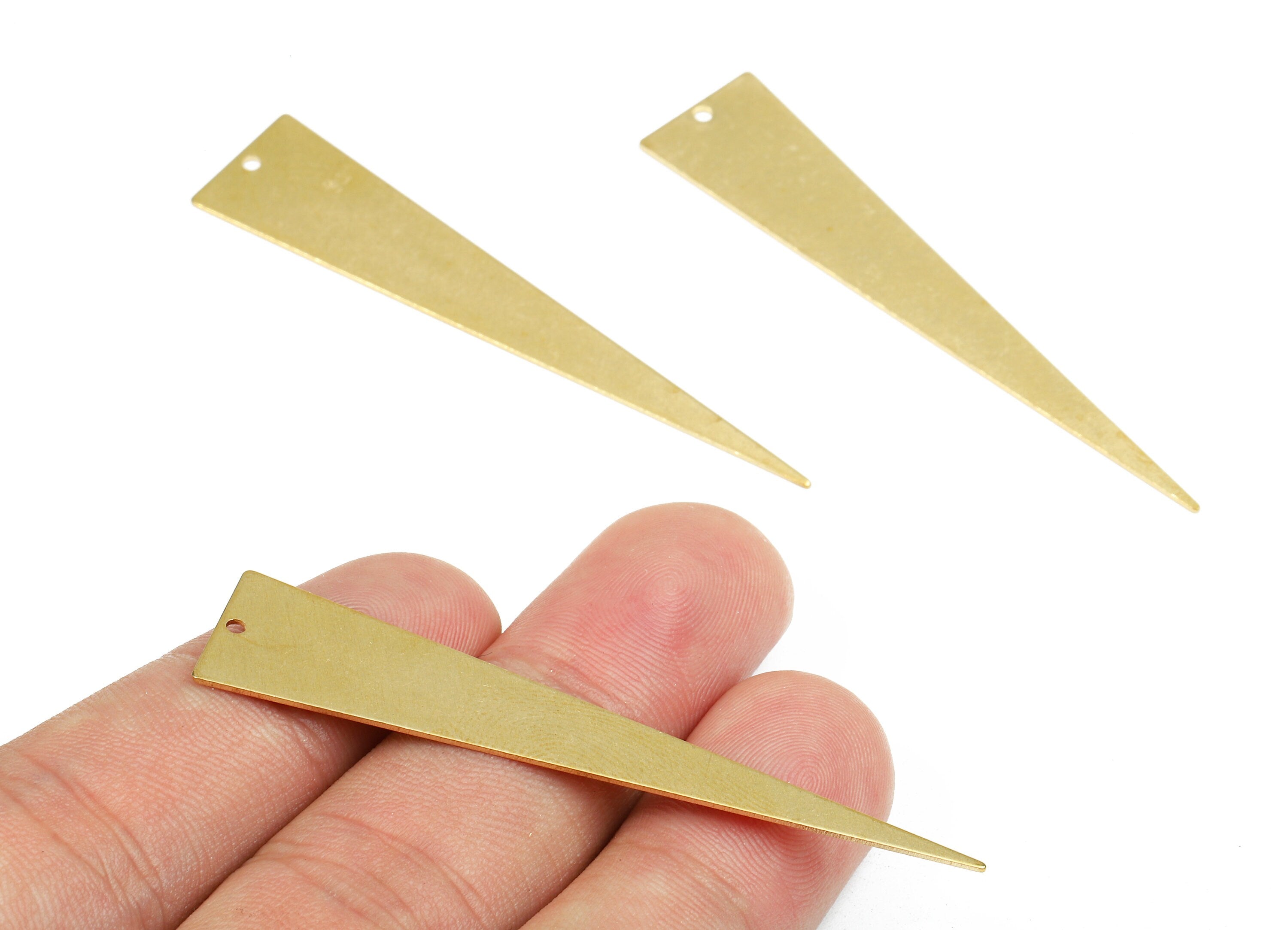 Brass Triangle Charms - Raw Brass Triangle Earrings and Pendant - Brass Triangle Necklace - Jewelry Supplies - 60.02x12.98x0.83mm - PP2636 - DOMEDBAZAAR