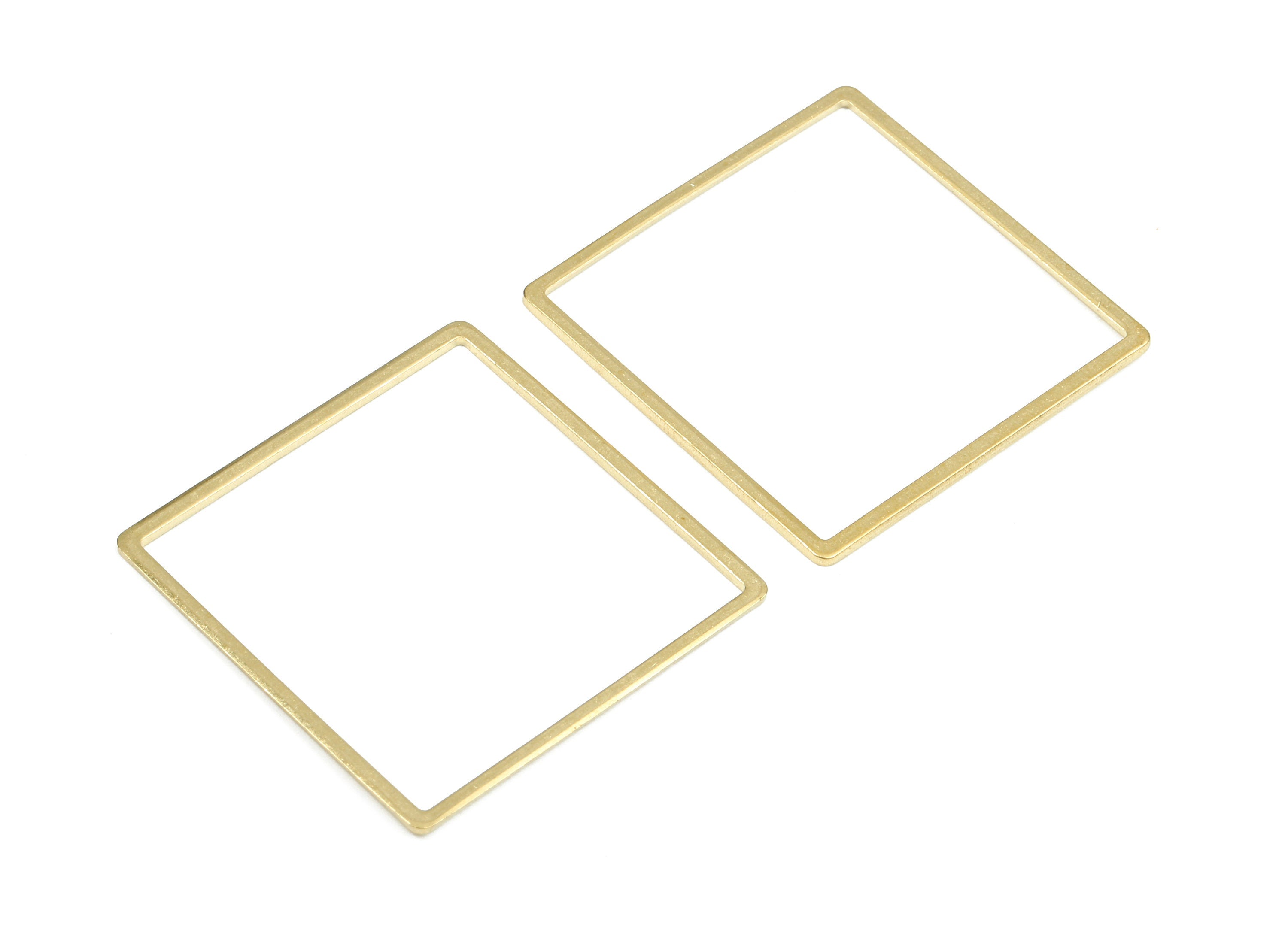Brass Square Ring Charms - Raw Brass Square Earrings and Pendant - Brass Square Connectors - Jewelry Supplies - 35.58x35.58x0.98mm - PP2704 - DOMEDBAZAAR