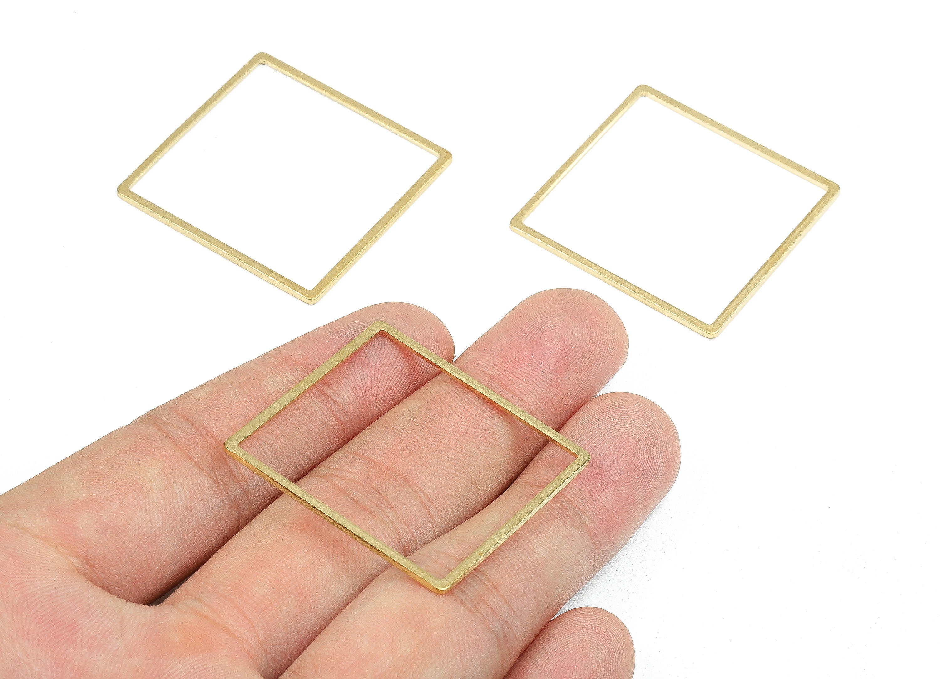 Brass Square Ring Charms - Raw Brass Square Earrings and Pendant - Brass Square Connectors - Jewelry Supplies - 35.58x35.58x0.98mm - PP2704 - DOMEDBAZAAR
