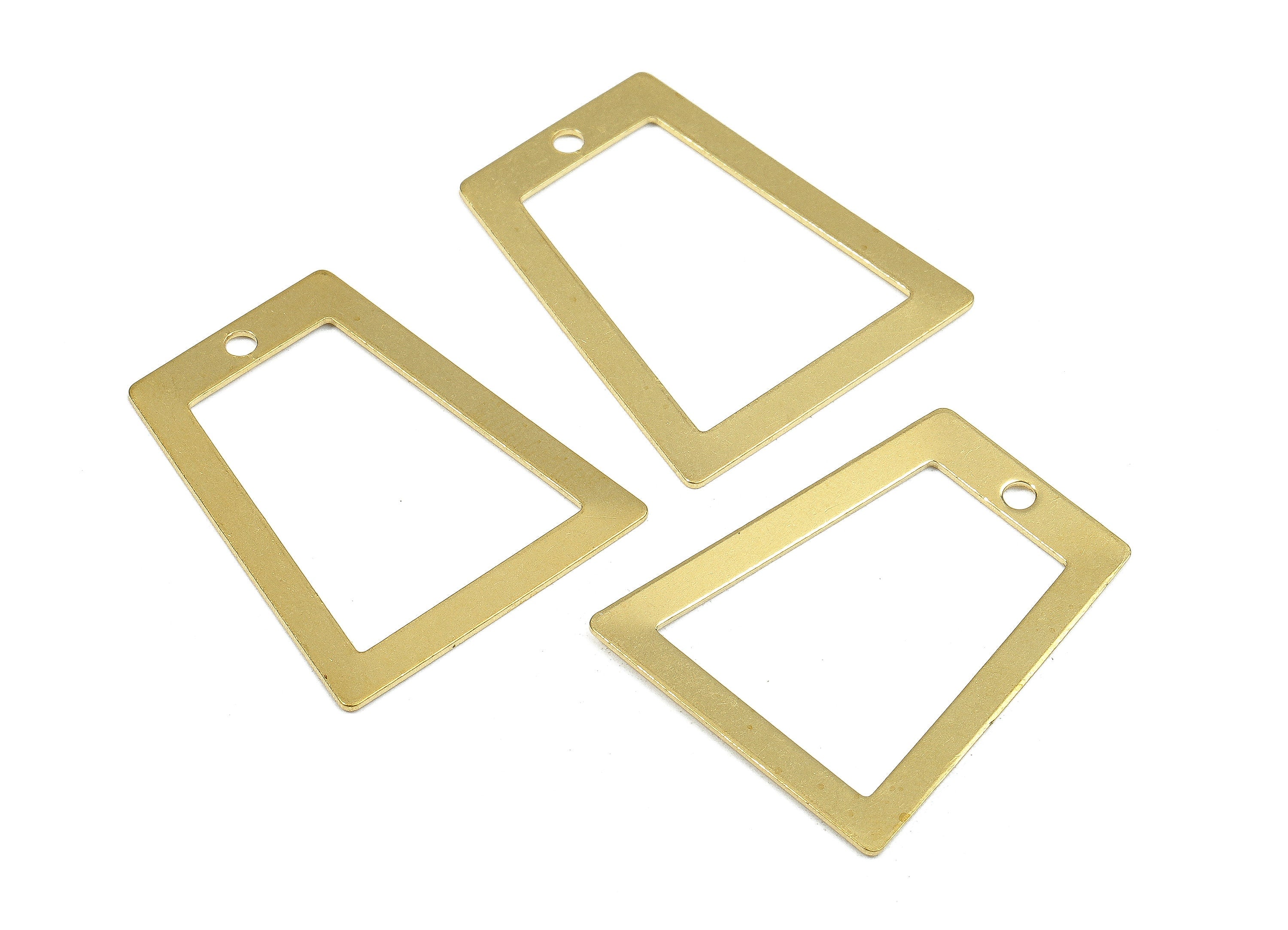 Brass Trapezoid Charms - Raw Brass Trapezoid Earring and Pendant - Brass Trapezoid Necklace - Jewelry Supplies - 28.32x23.61x0.73mm - PP2600 - DOMEDBAZAAR