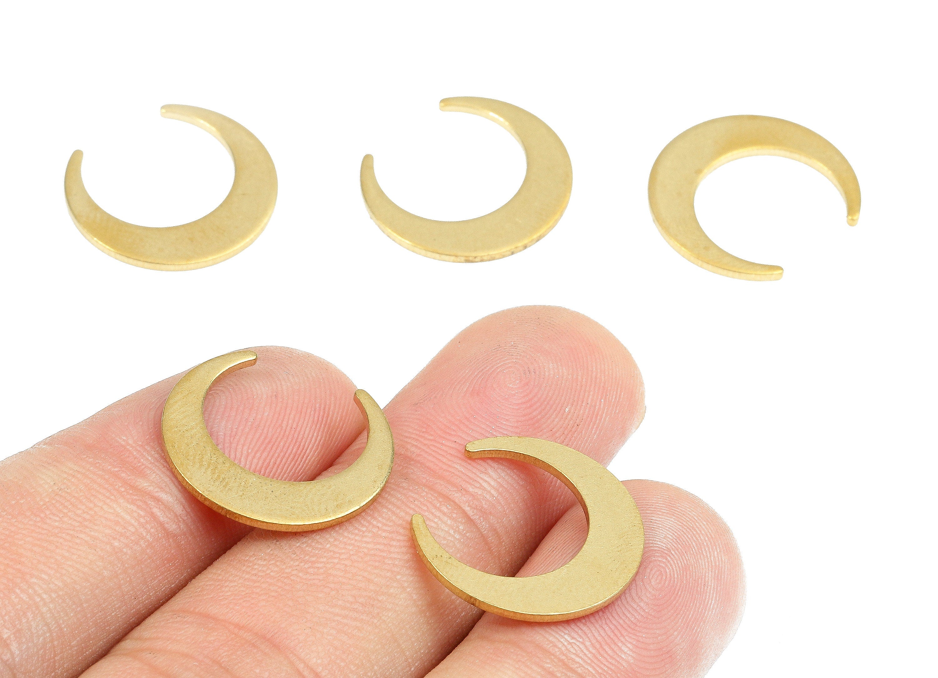 Brass Moon Blank - Raw Brass Moon Blank - Brass Moon Tag - Brass Stamping Tag - Brass Blank Findings - 17.95x5x1.27mm - PP2687 - DOMEDBAZAAR