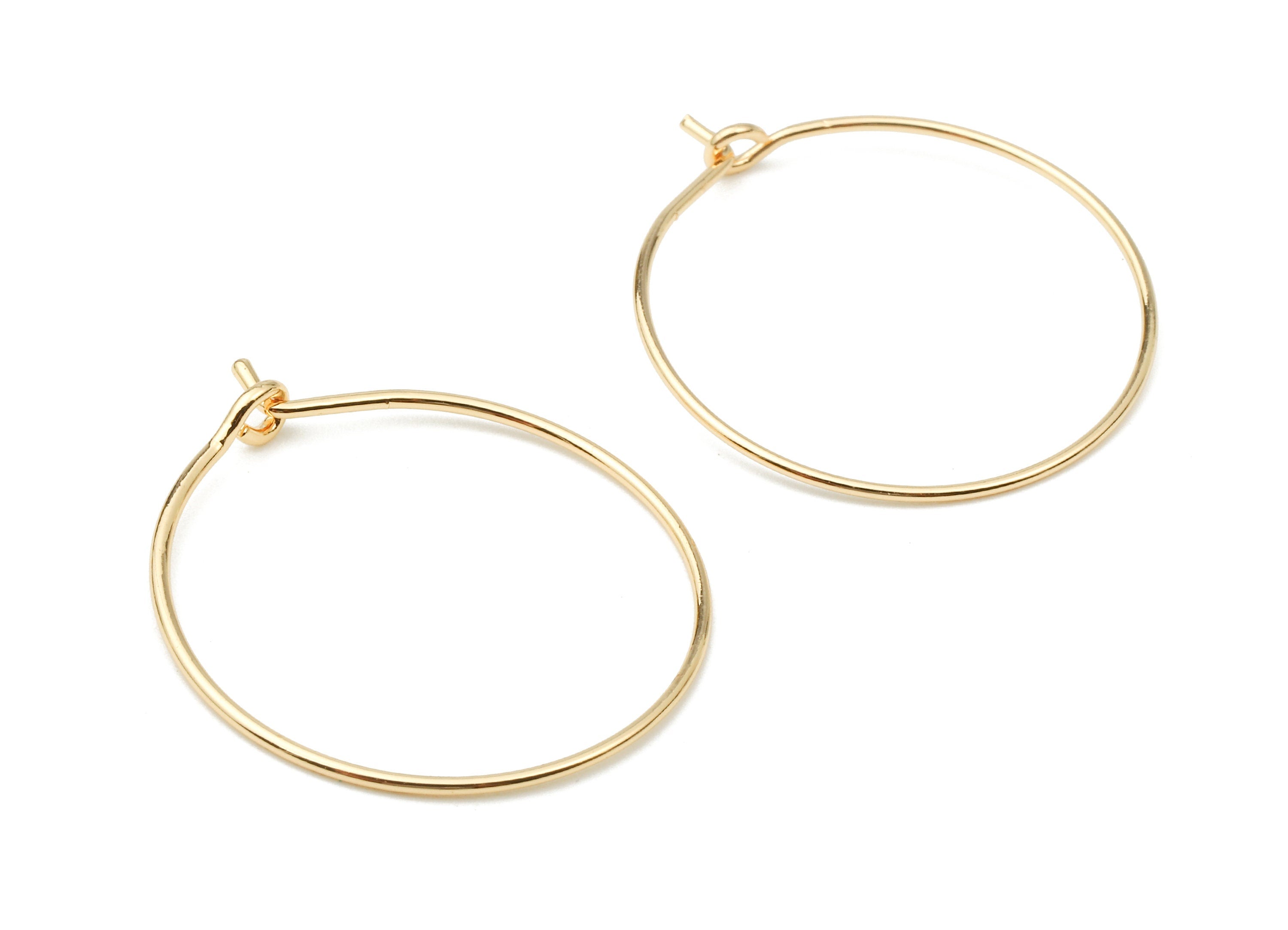 Brass Earring Wire - Brass Earring Circle Earring Wire - 18K Real Gold Plated Brass - Jewelry Supplies - 25x25x0.75mm - RGP1252 - DOMEDBAZAAR