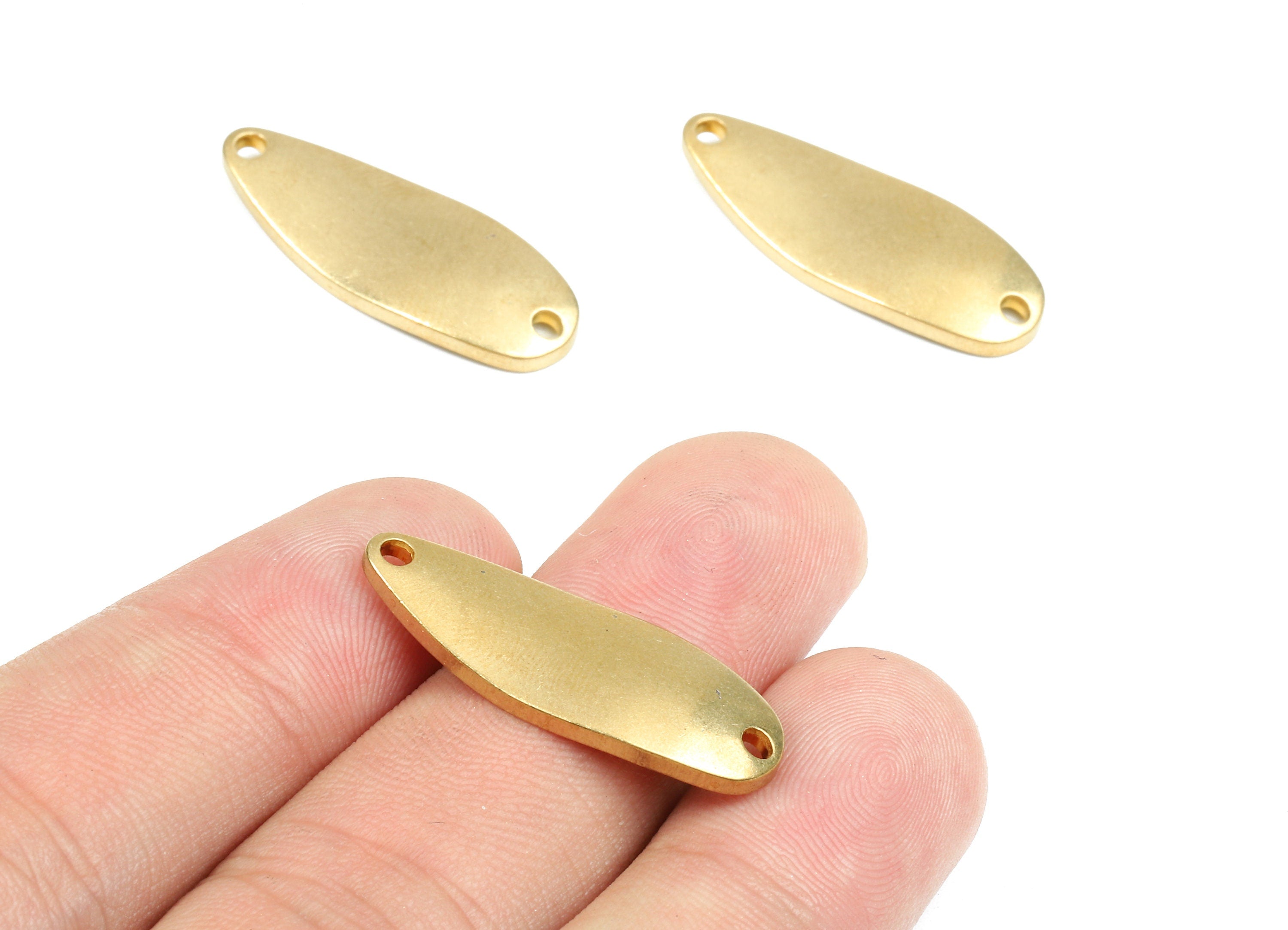 Personalized stamping blank - Brass Wavy Oval Connectors - Raw Brass Wavy Oval Stamping Tag  - 36.3x10.49x2.15mm - PP2613 - DOMEDBAZAAR