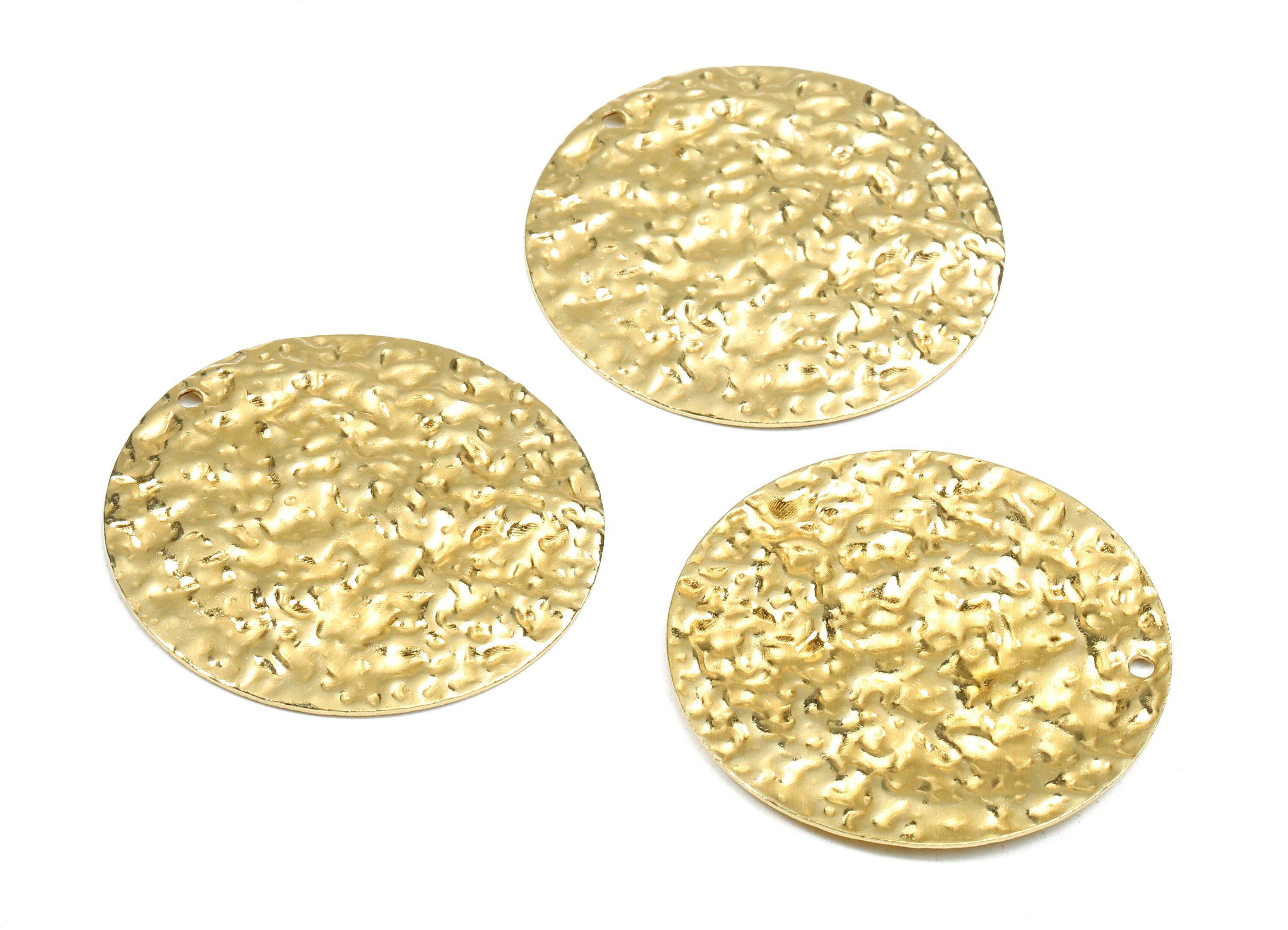 Brass Wavy Round Charms - Raw Brass Wavy Round Earrings and Pendant - Earring Findings - Jewelry Supplies - 30.12x30.12x1.03mm - PP2464 - DOMEDBAZAAR