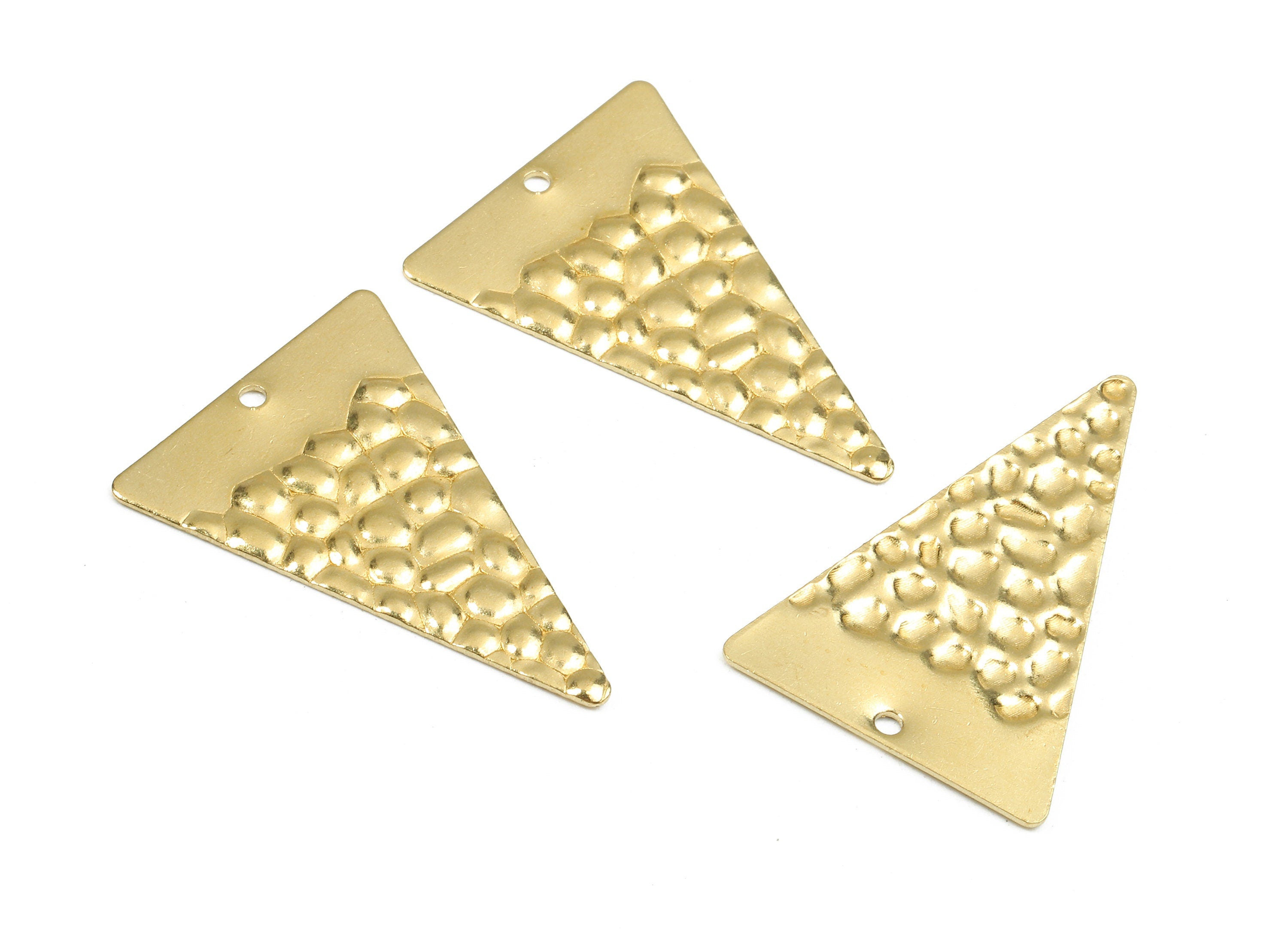 Brass Triangle Charms - Raw Brass Wavy Triangle Earrings and Pendant - Brass Triangle Necklace - 28.92x20.03x1.29mm - PP2428 - DOMEDBAZAAR