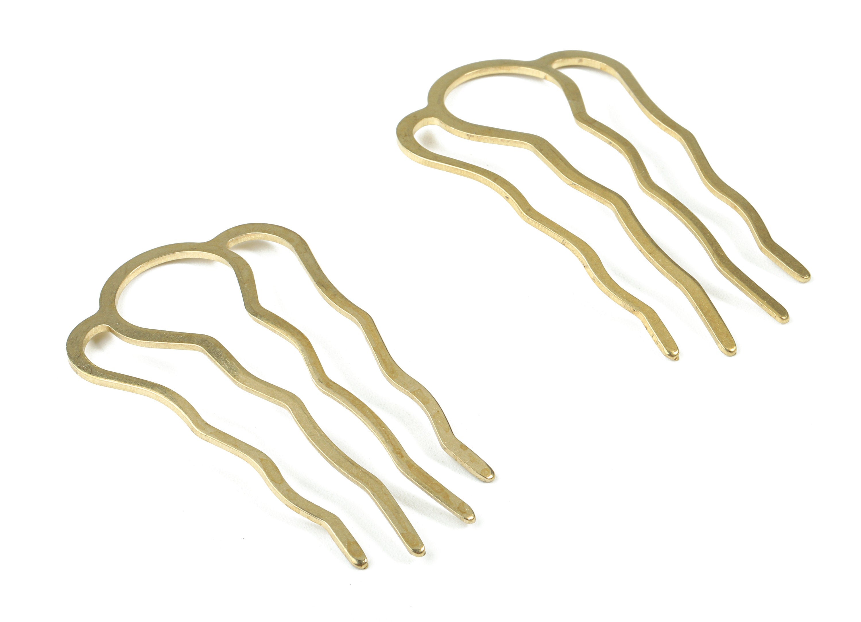 Brass Hair Tooth Comb Blanks - Brass 4 Teeth Barrette Hair Combs - Jewelry Supplies - 61.15x34.38x1.28mm - PP2981 - DOMEDBAZAAR