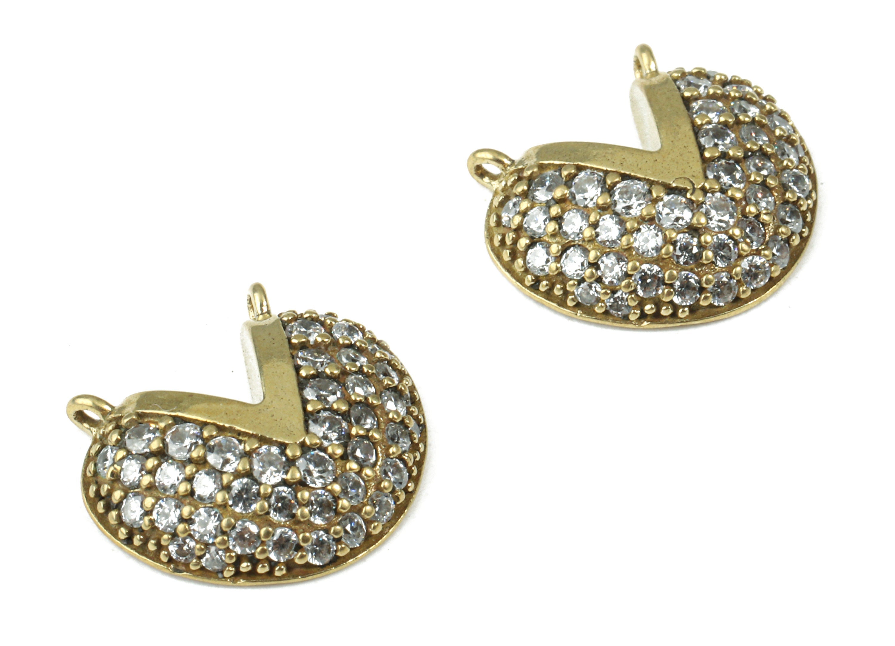 Brass V Heart Connectors - Zincons V Heart Necklace and Pendant - 2 Holes - Jewelry Supplies - 15.23x13.22x3.51mm - PP2983 - DOMEDBAZAAR