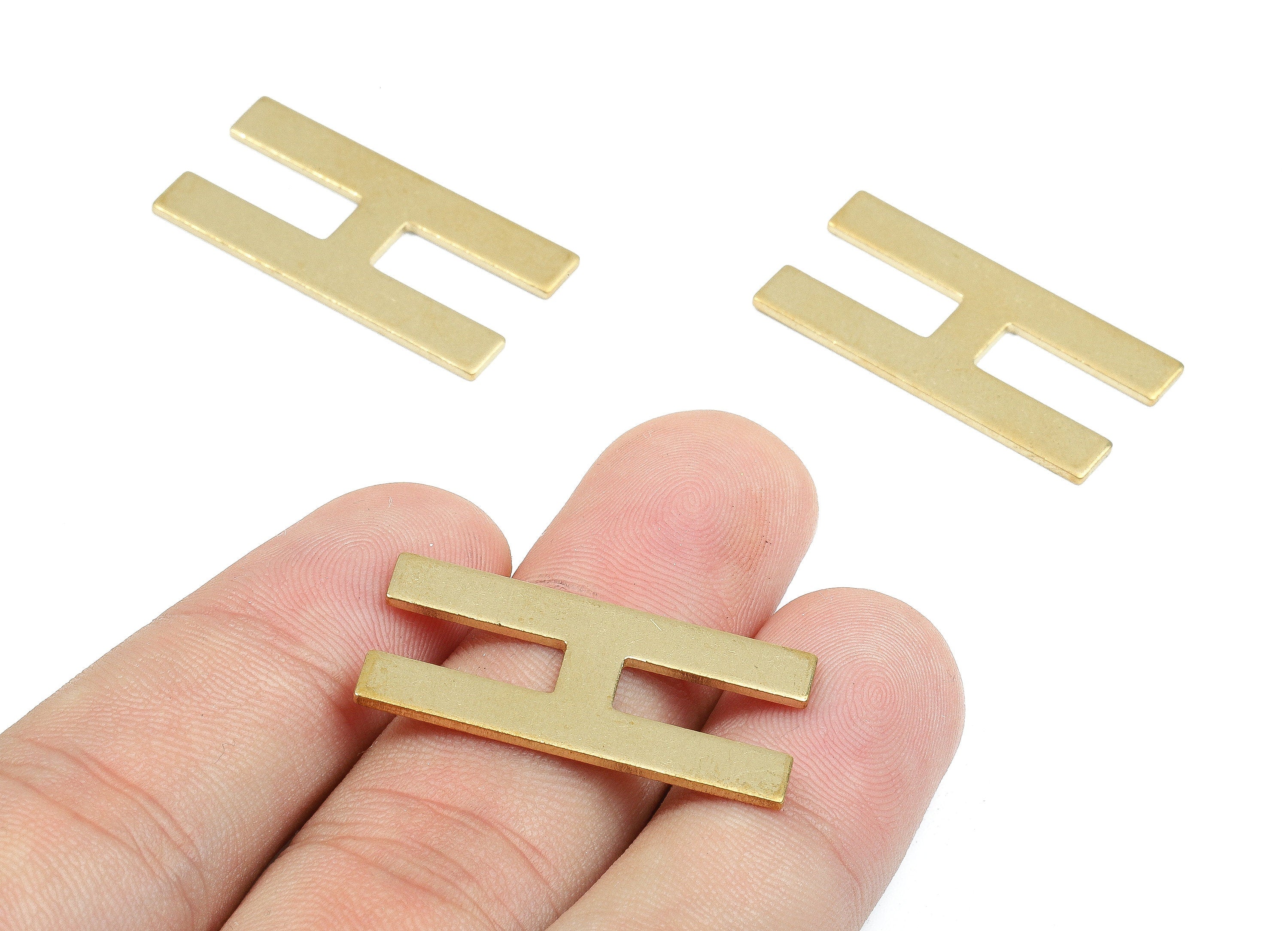 Brass H Blank - Raw Brass Letter H Blank - Brass Letter Wallart Decoration - Brass Alphabet H Blank - 29.9x14.98x1.23mm - PP2736 - DOMEDBAZAAR